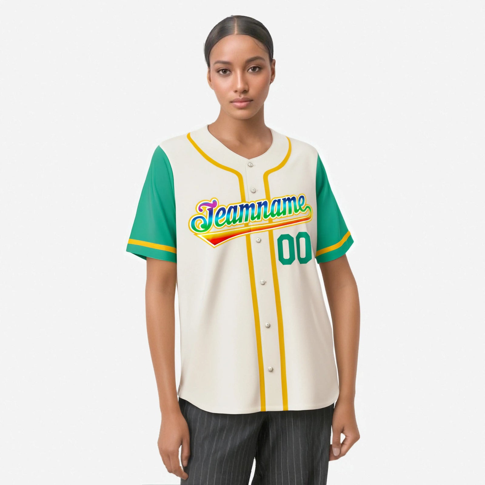 Custom Cream Teal Gold Authentic Baseball Jersey