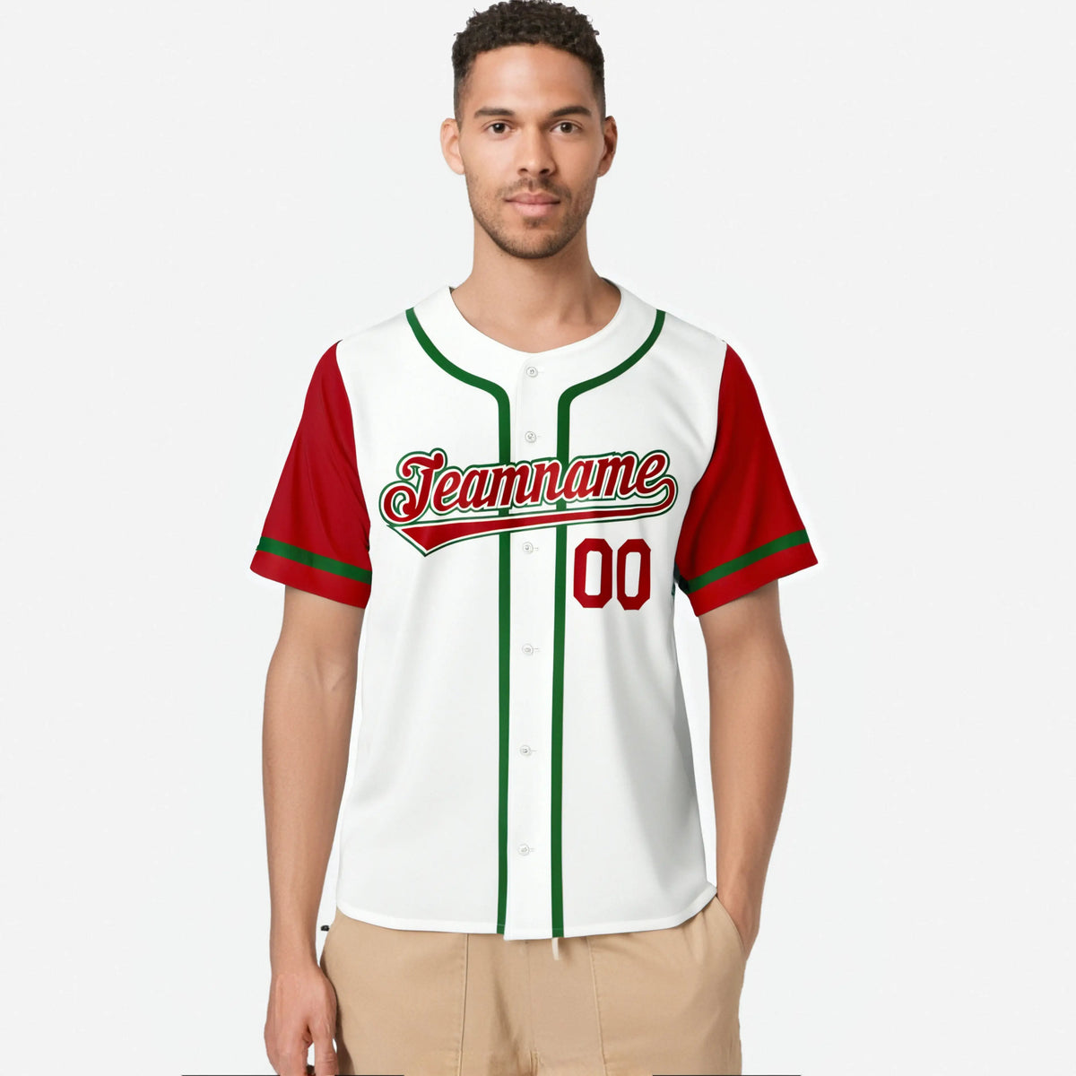 Custom White Red Kelly Green Authentic Baseball Jersey