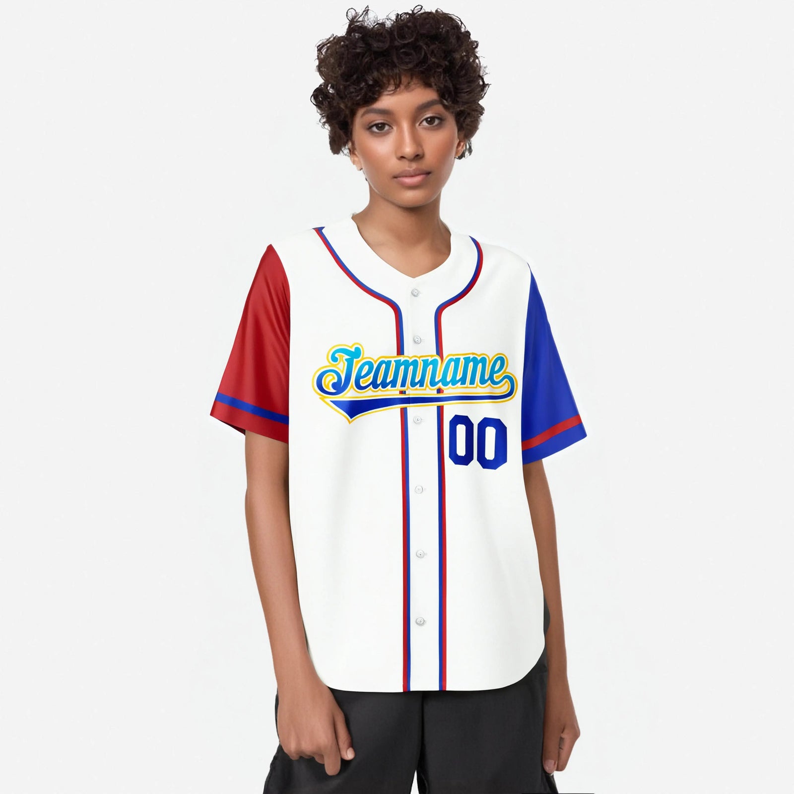 Custom White Red Royal Blue Authentic Baseball Jersey