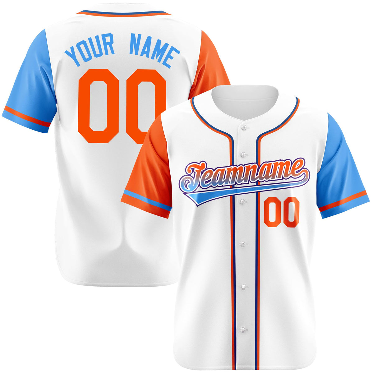 Custom White Orange Powder Blue Authentic Baseball Jersey