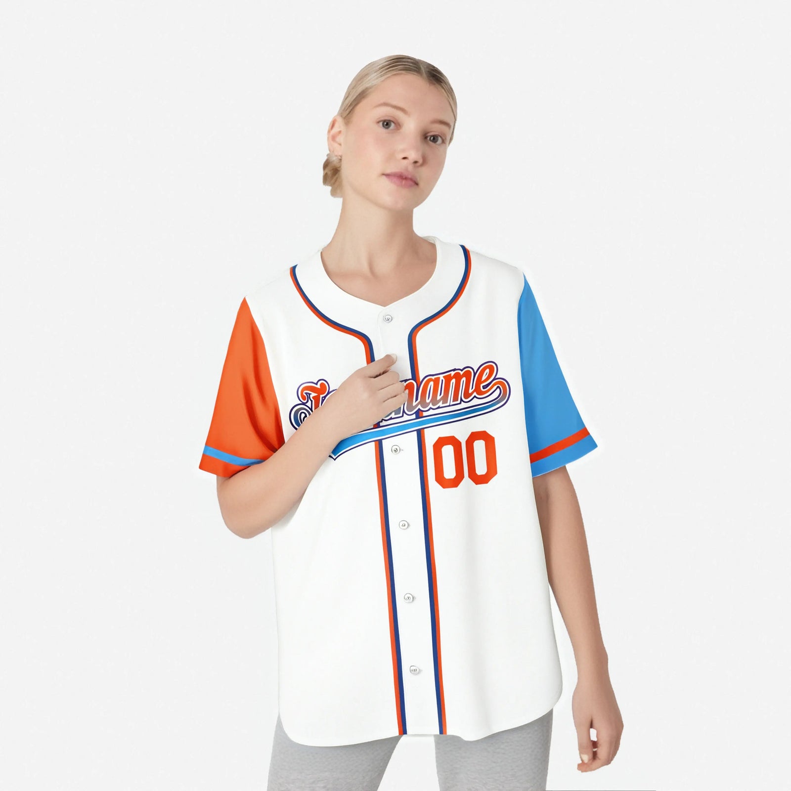 Custom White Orange Powder Blue Authentic Baseball Jersey