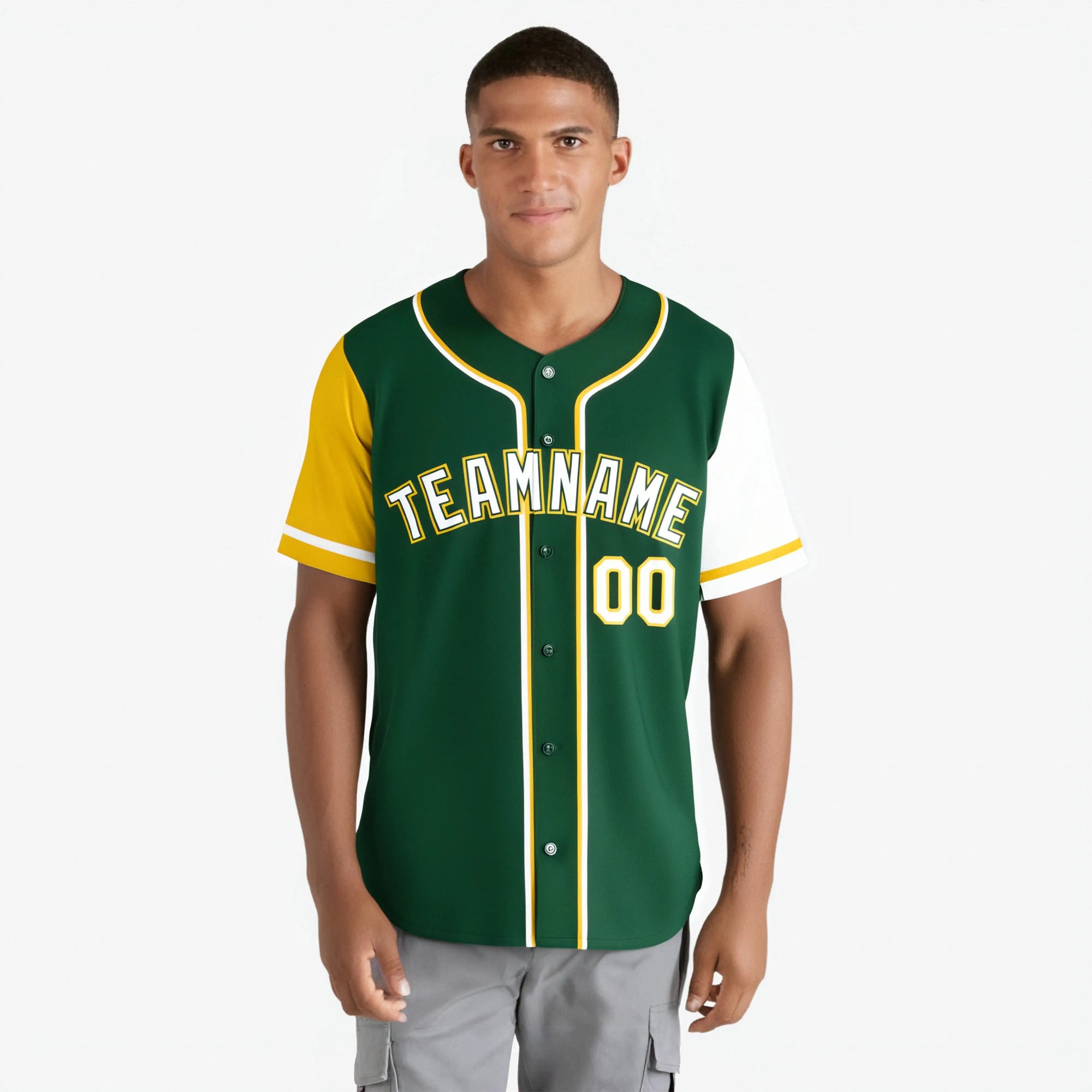 Custom Green Gold White Authentic Baseball Jersey