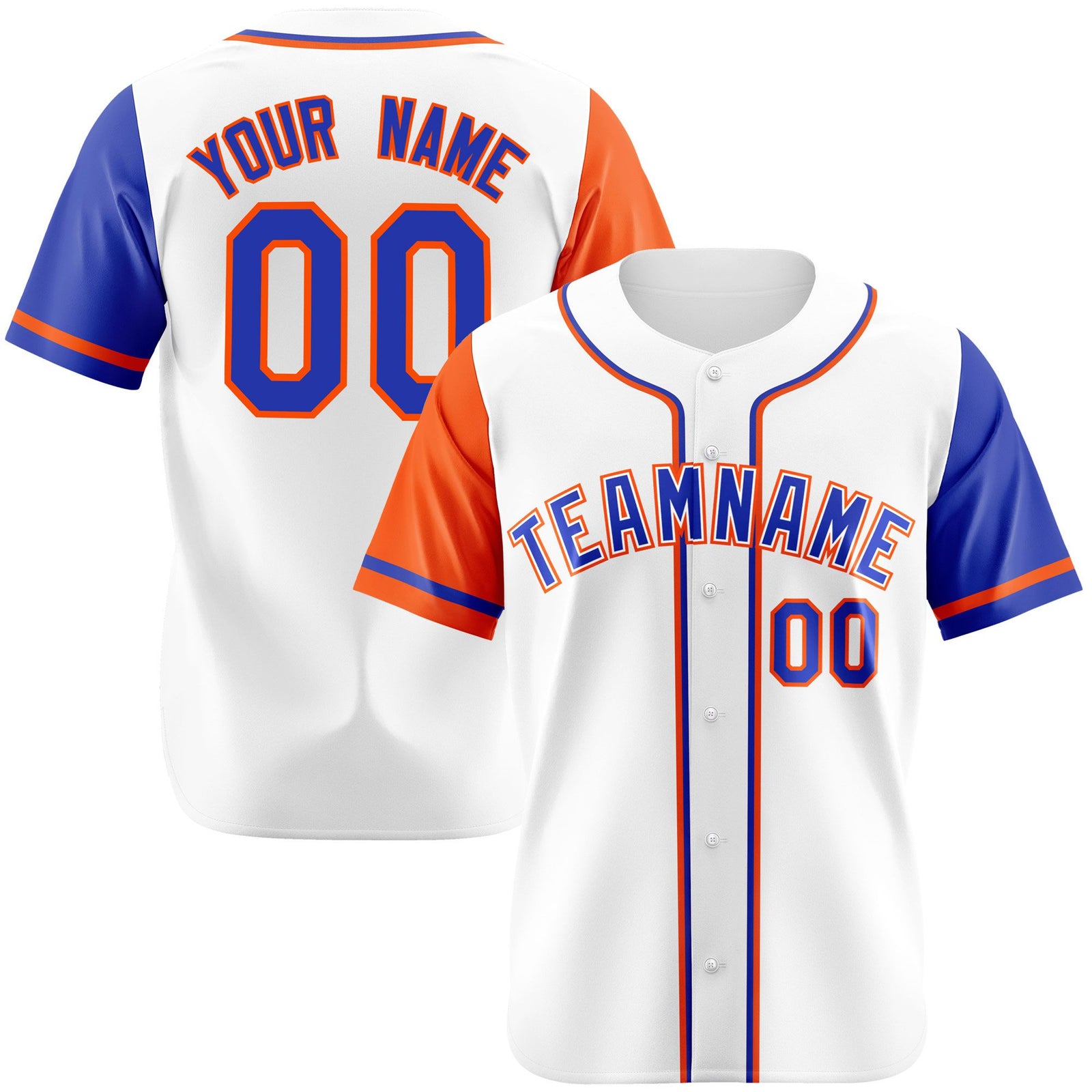 Custom White Orange Royal Blue Authentic Baseball Jersey