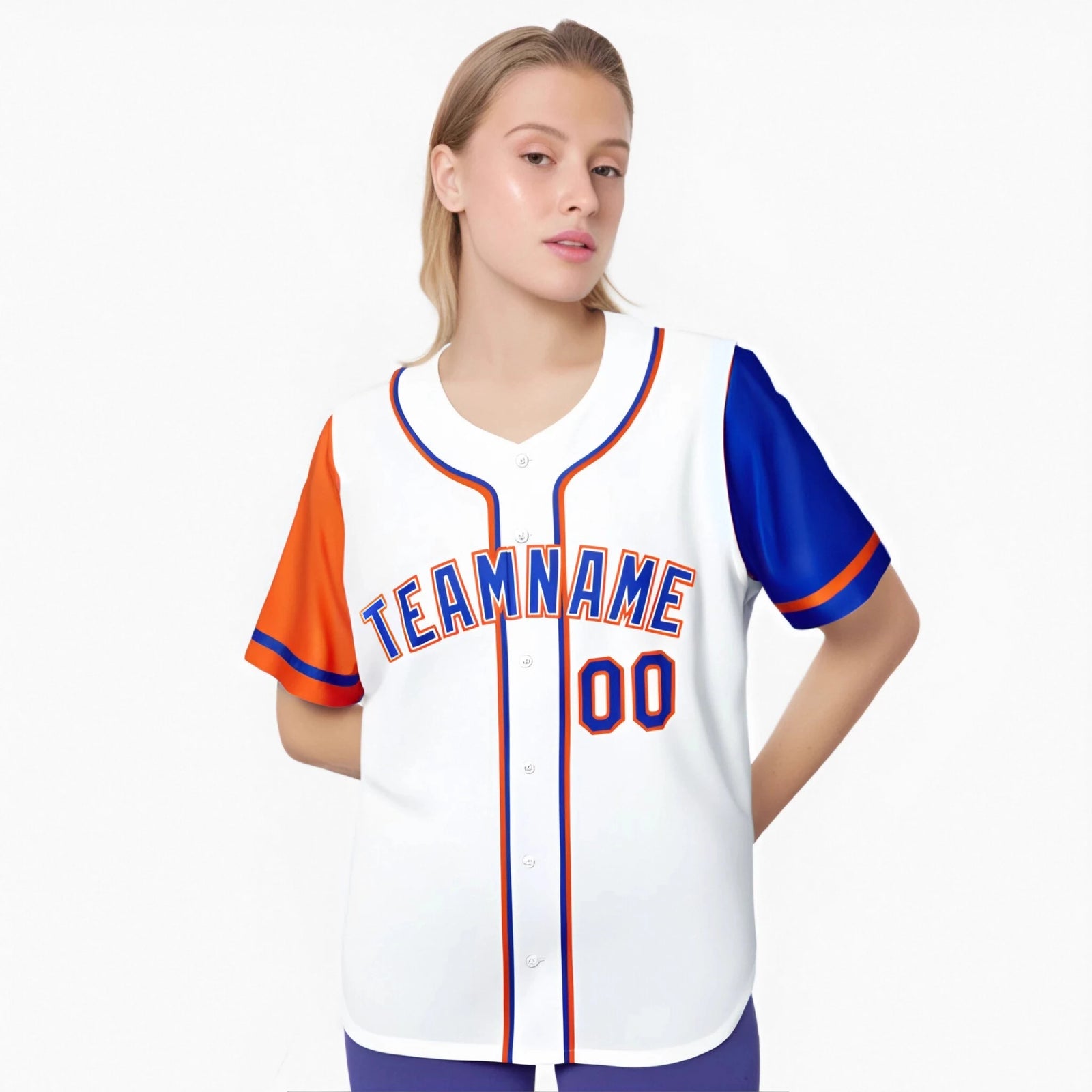Custom White Orange Royal Blue Authentic Baseball Jersey
