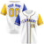 Custom White Gold Royal Blue Authentic Baseball Jersey