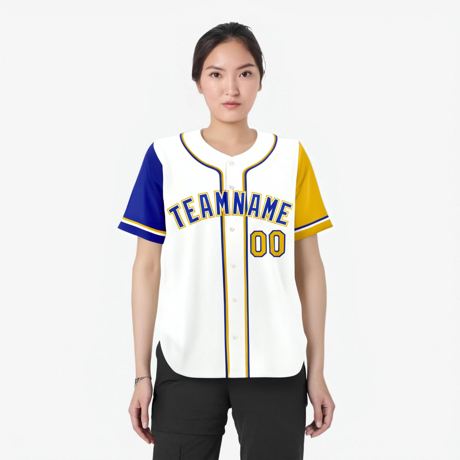 Custom White Gold Royal Blue Authentic Baseball Jersey