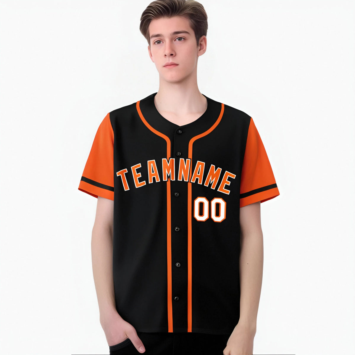 Custom Black Orange Authentic Baseball Jersey