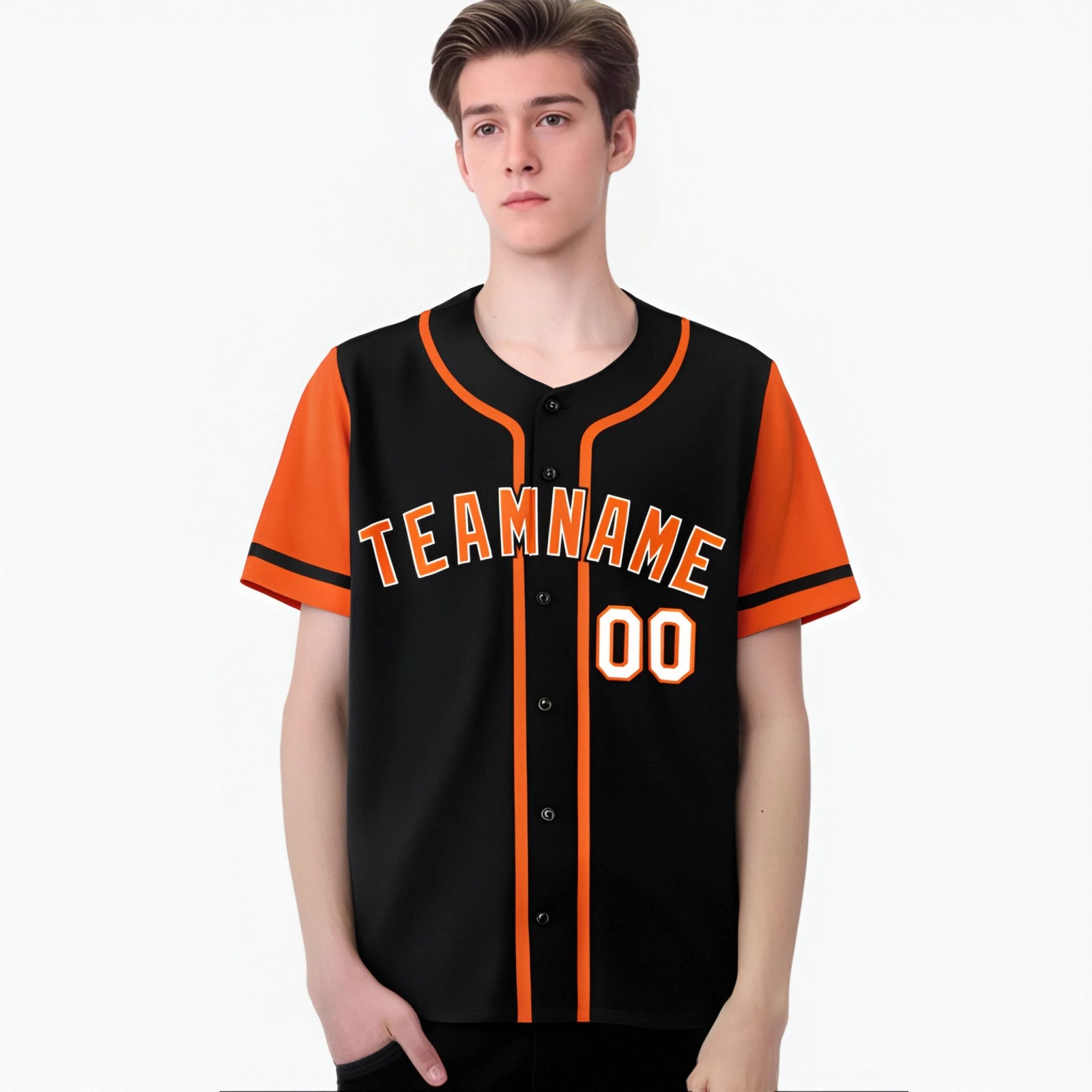 Custom Black Orange Authentic Baseball Jersey
