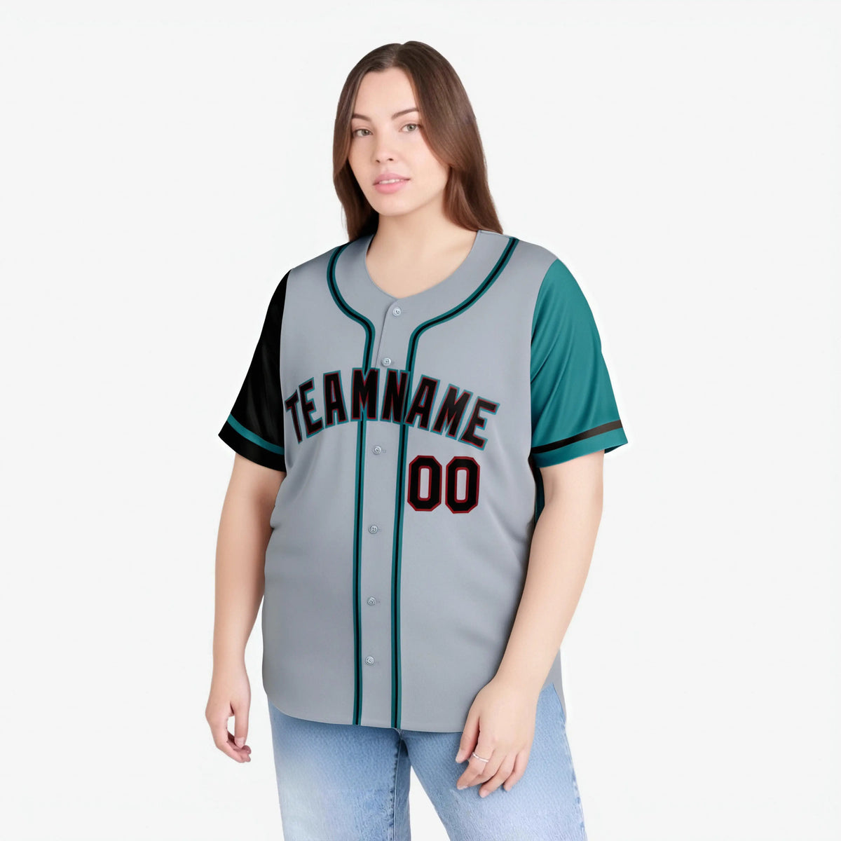 Custom Gray Black Aqua Authentic Baseball Jersey
