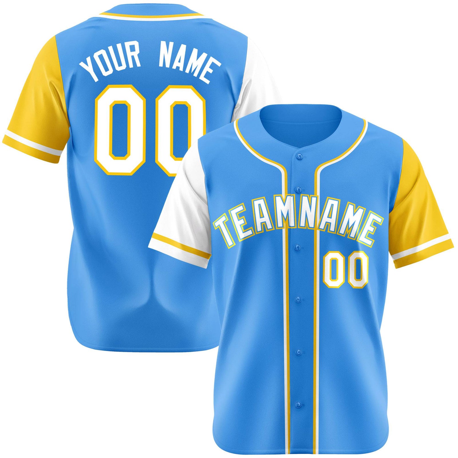 Custom Powder Blue White Gold Authentic Baseball Jersey