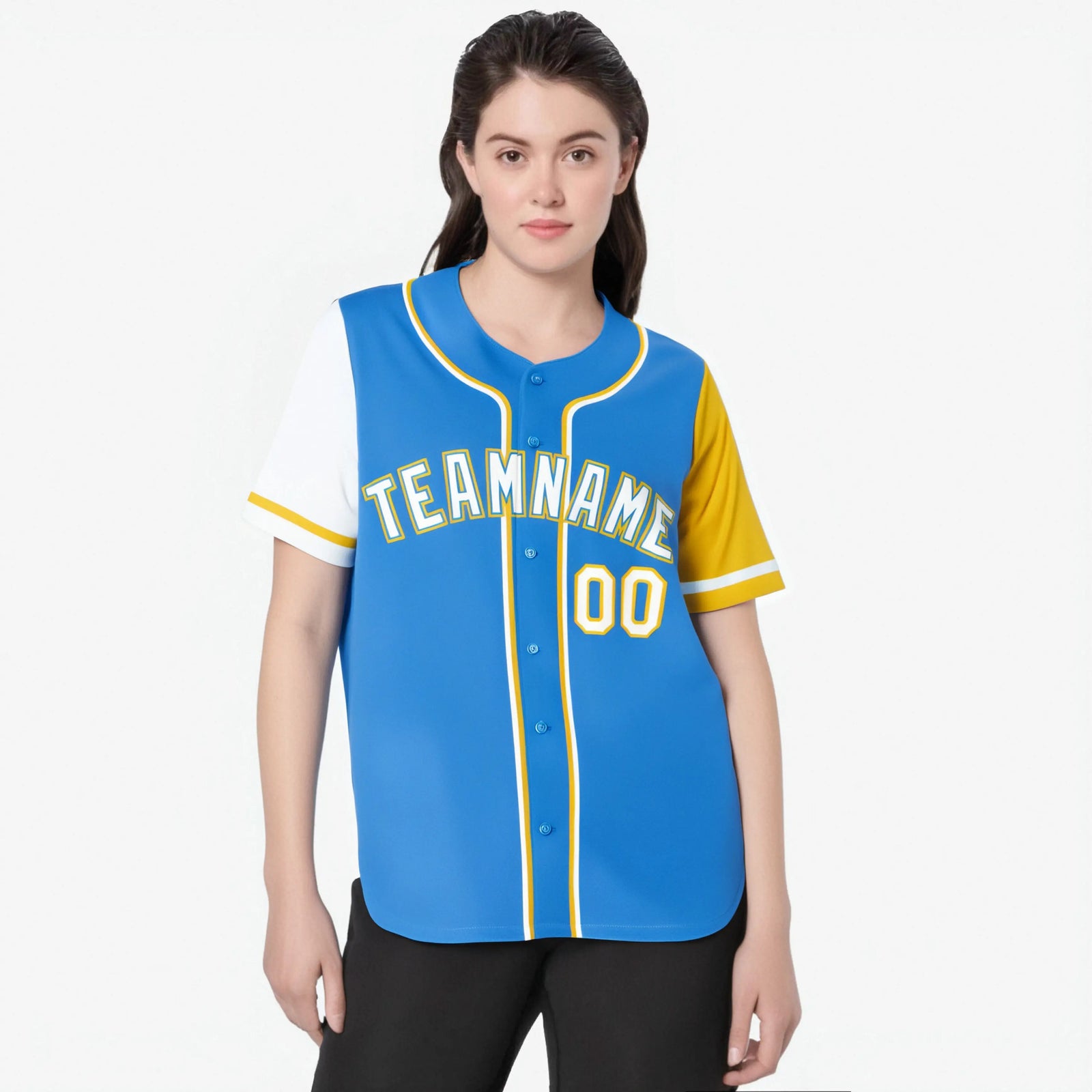 Custom Powder Blue White Gold Authentic Baseball Jersey