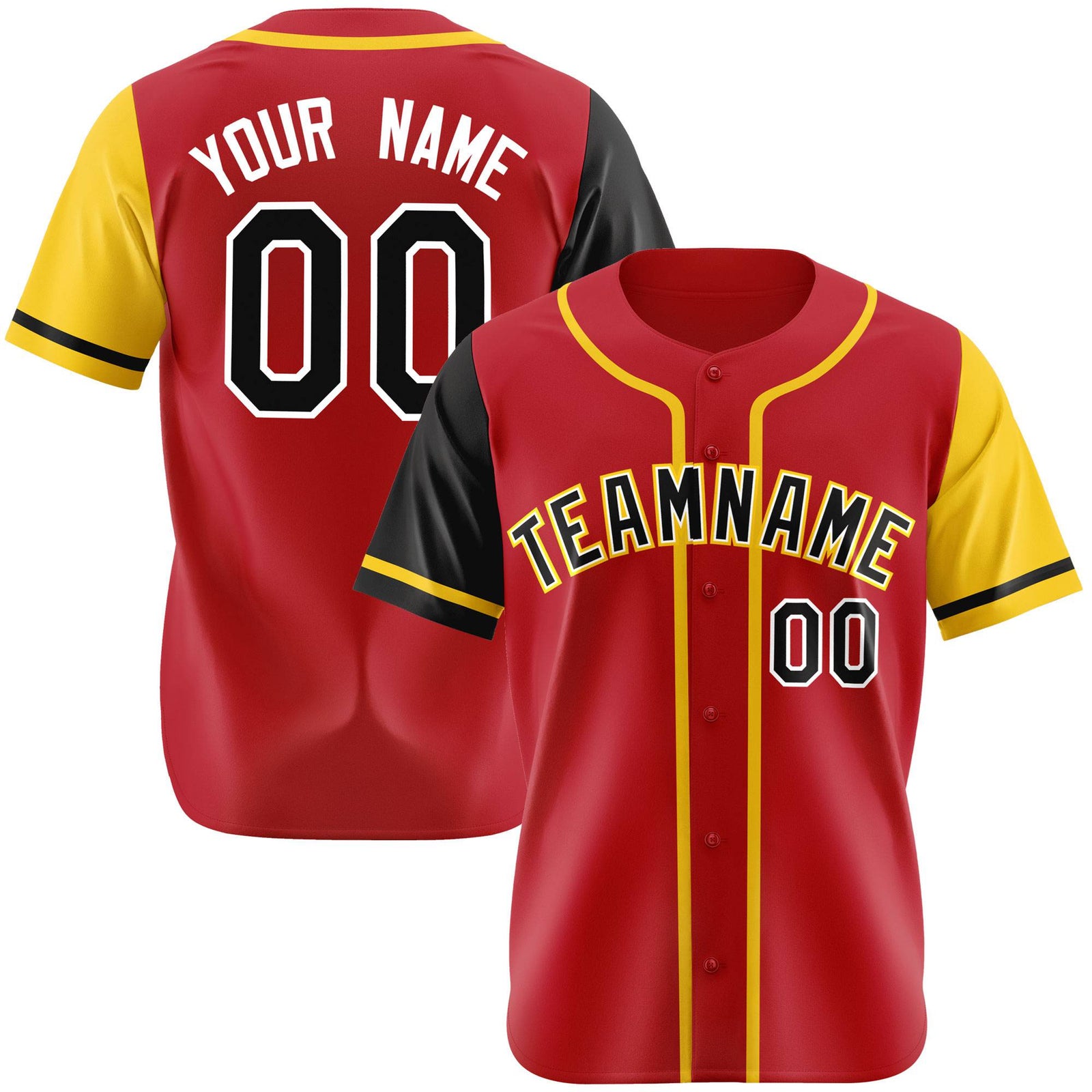 Custom Red Gold Black Yellow Authentic Baseball Jersey