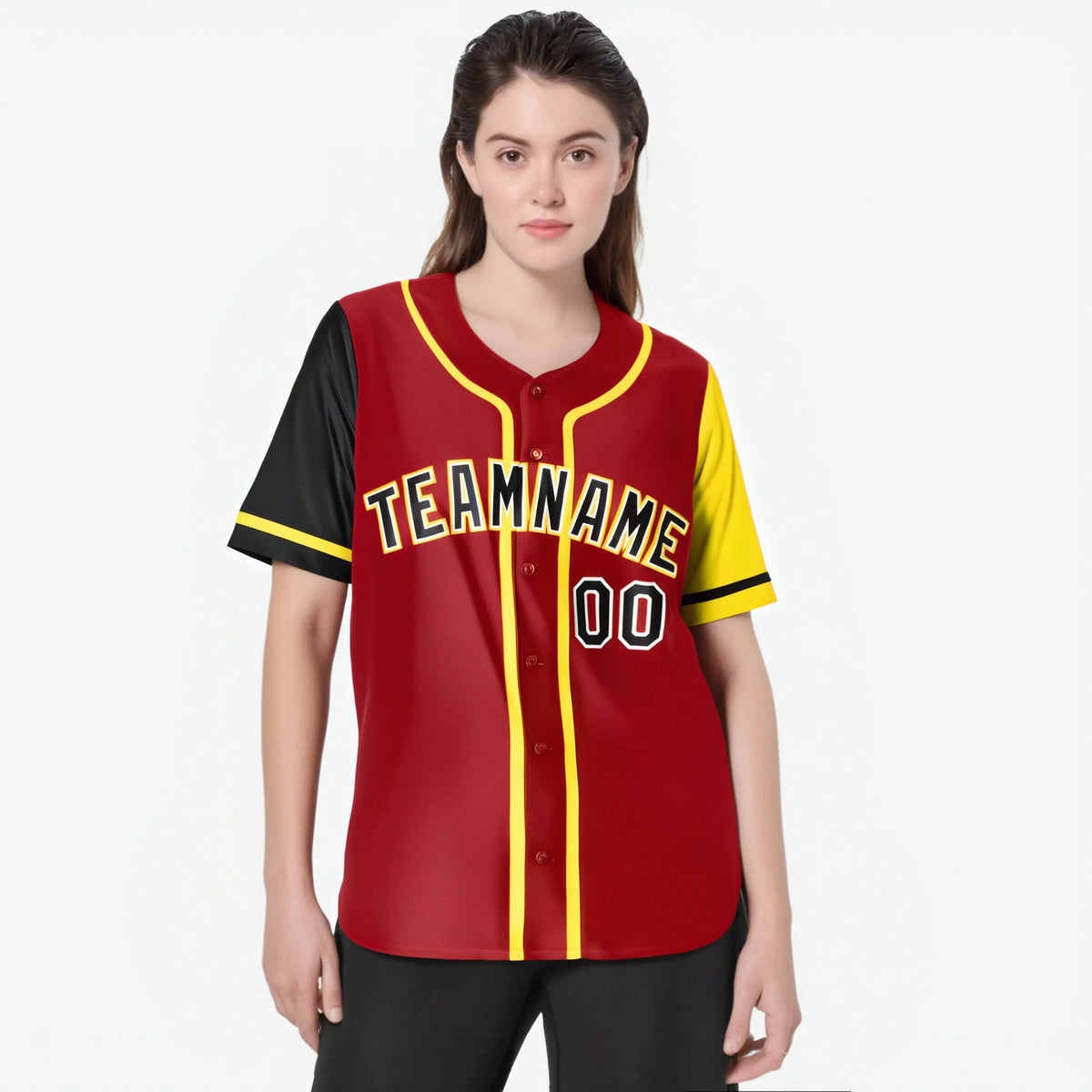 Custom Red Gold Black Yellow Authentic Baseball Jersey