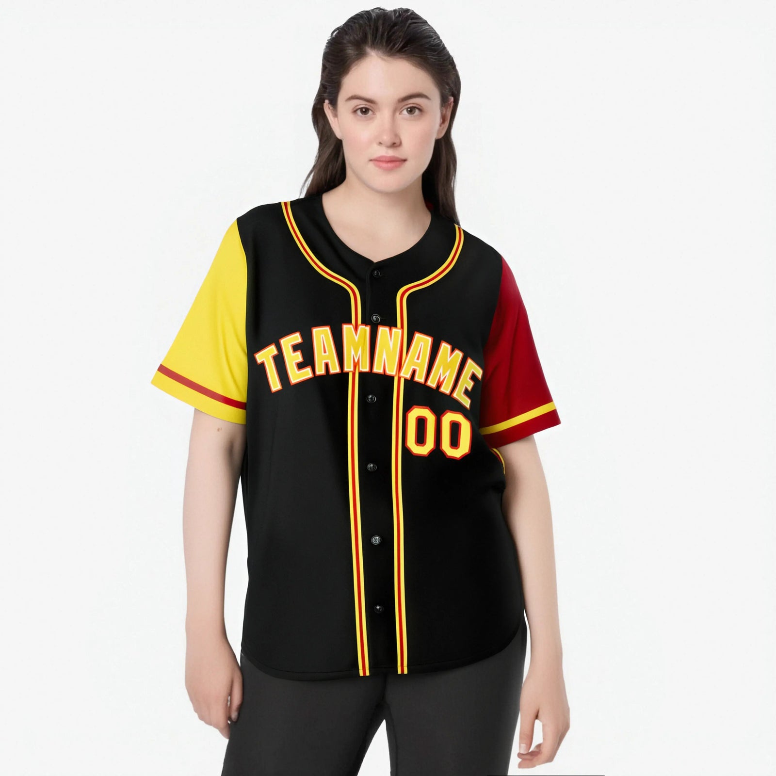 Custom Black Yellow Red Authentic Baseball Jersey
