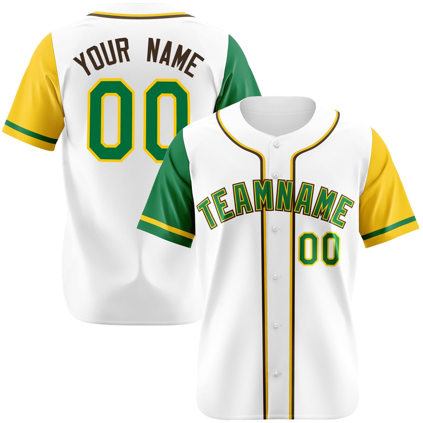Custom White Kelly Green Yellow Authentic Baseball Jersey