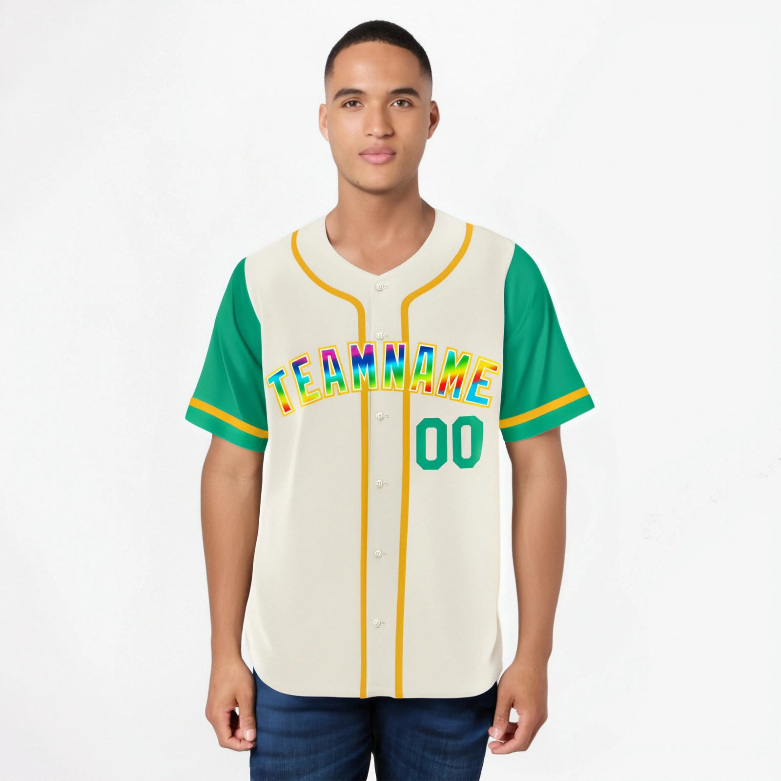 Custom Cream Teal Gold Authentic Baseball Jersey