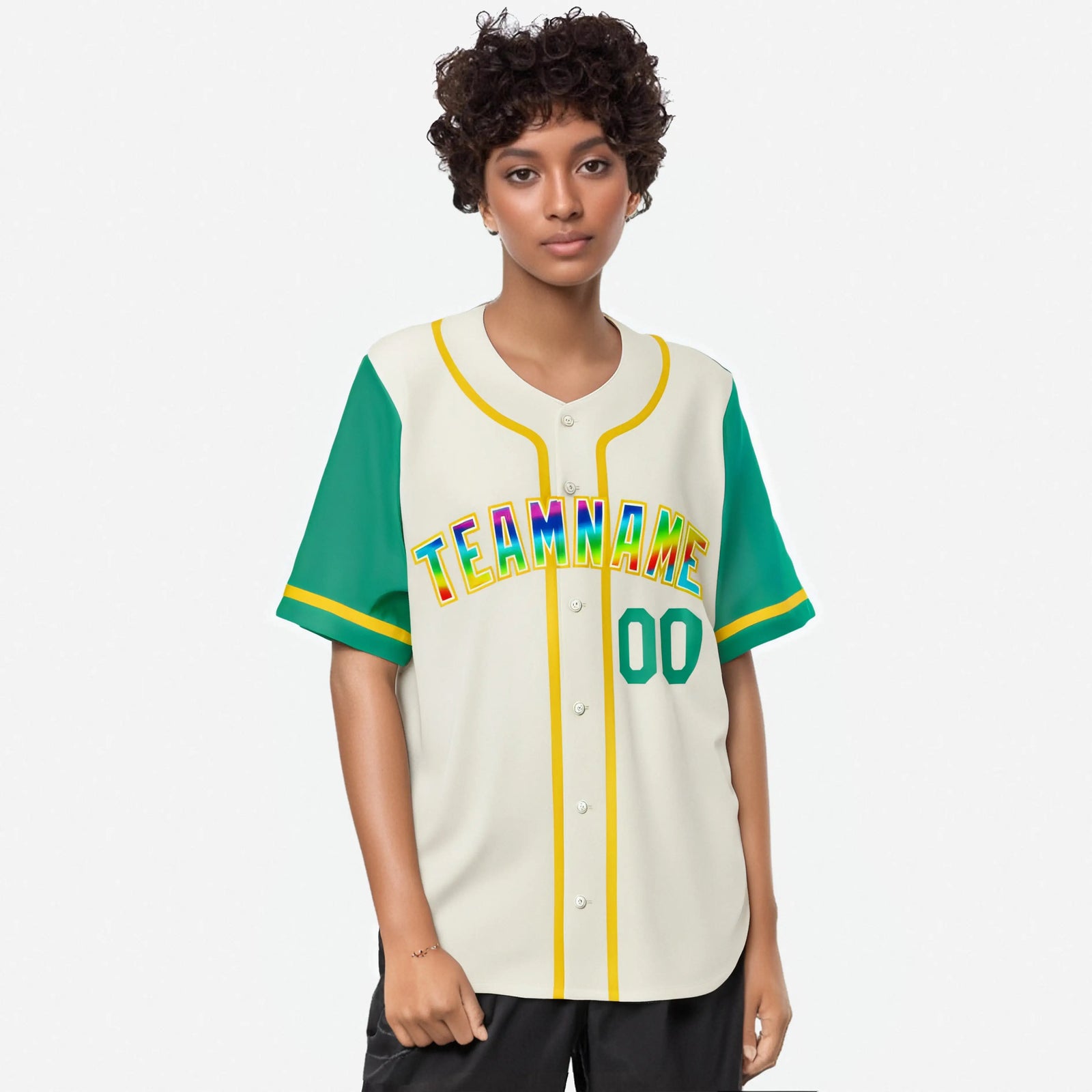 Custom Cream Teal Gold Authentic Baseball Jersey
