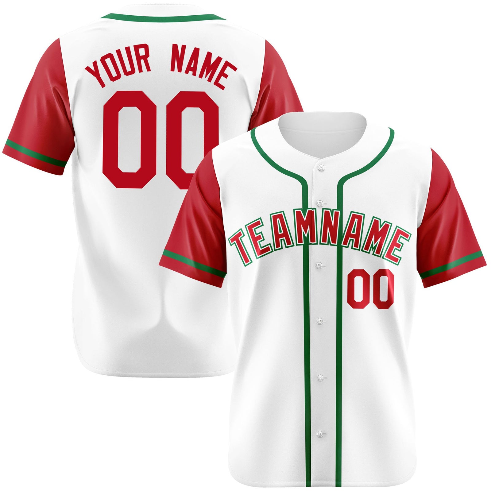 Custom White Red Kelly Green Authentic Baseball Jersey