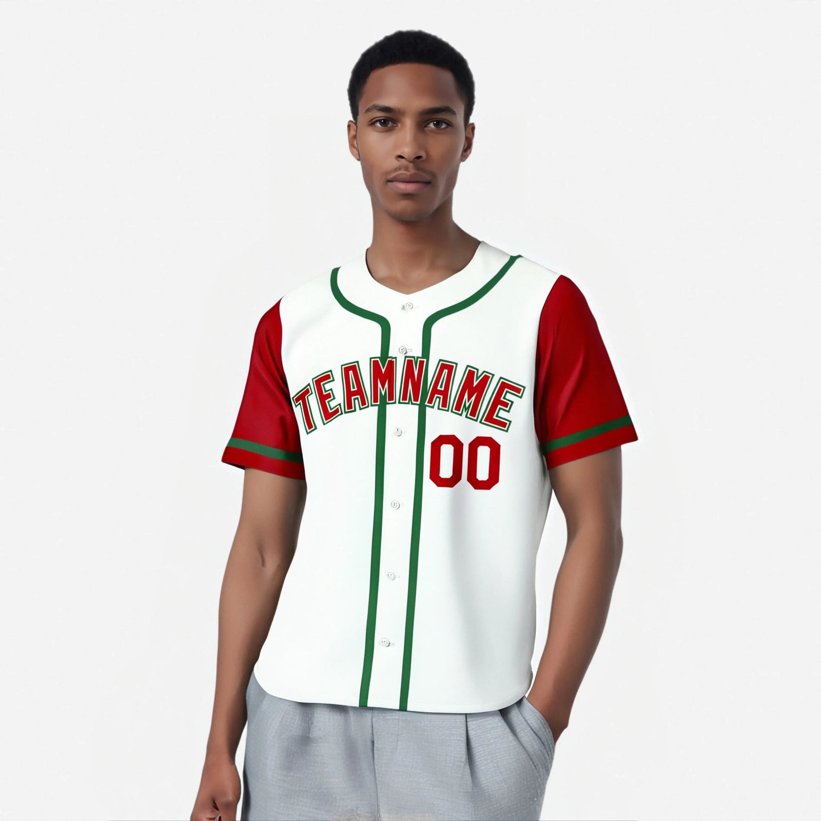 Custom White Red Kelly Green Authentic Baseball Jersey