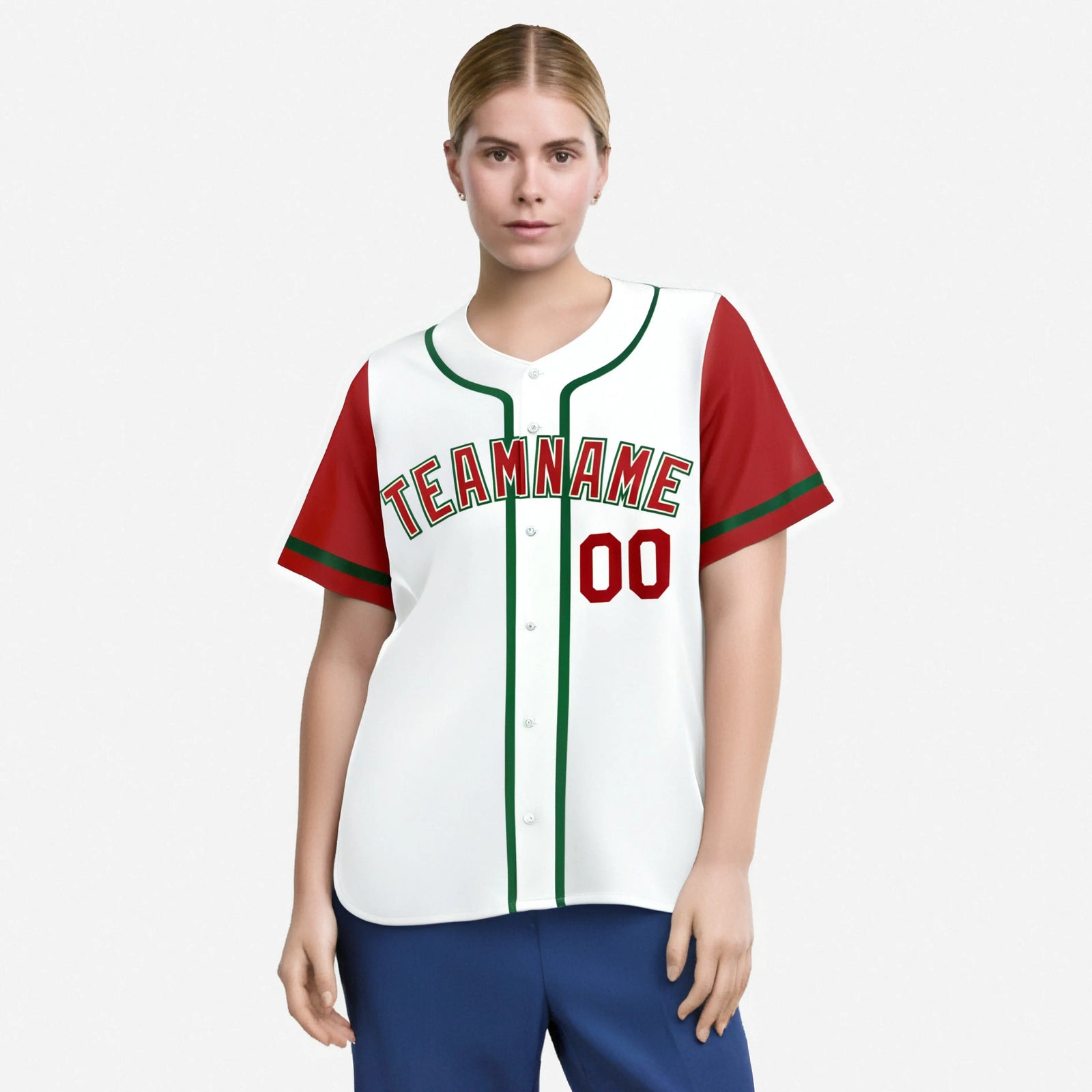 Custom White Red Kelly Green Authentic Baseball Jersey