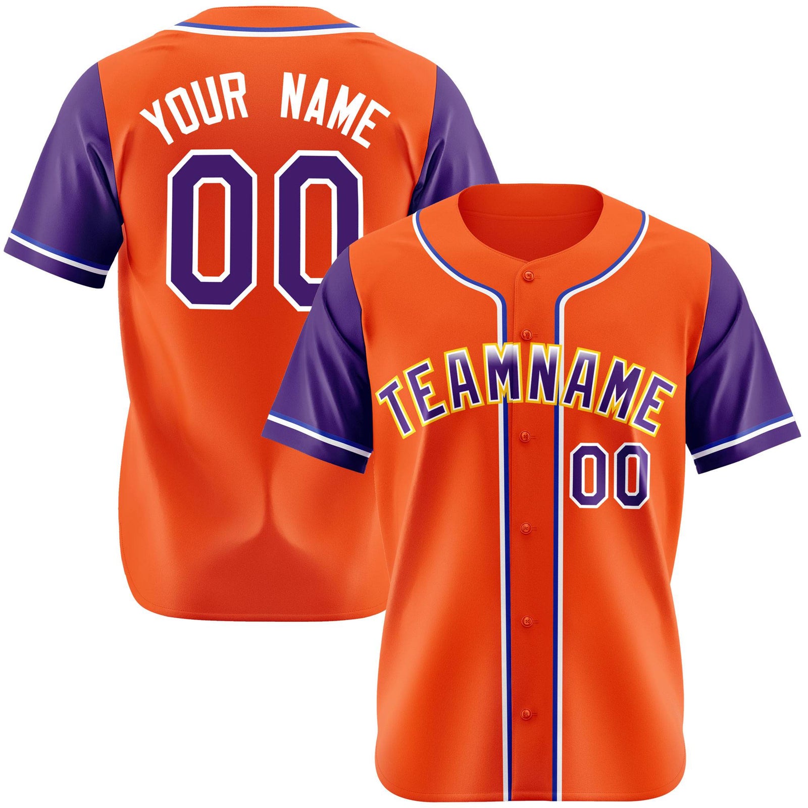 Custom Orange Purple Authentic Baseball Jersey