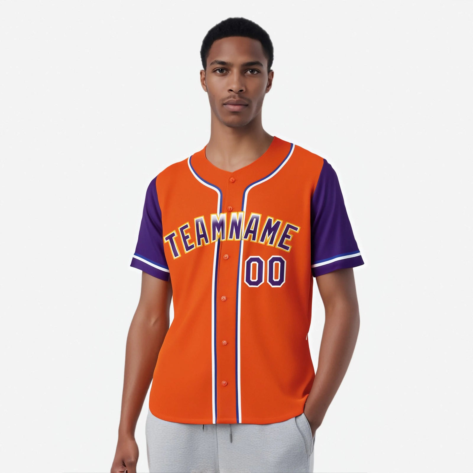 Custom Orange Purple Authentic Baseball Jersey