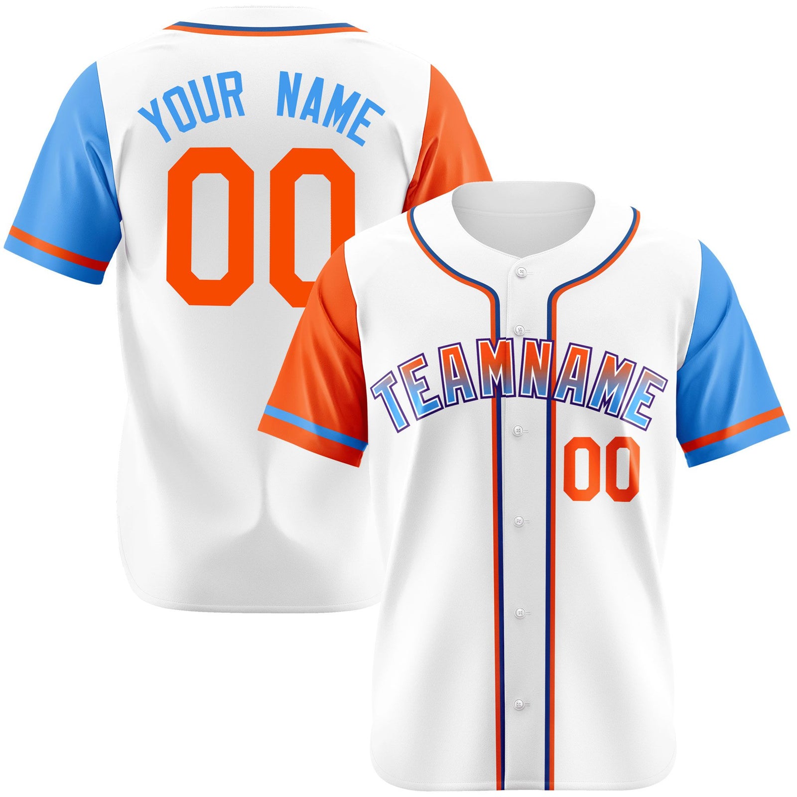 Custom White Orange Powder Blue Authentic Baseball Jersey