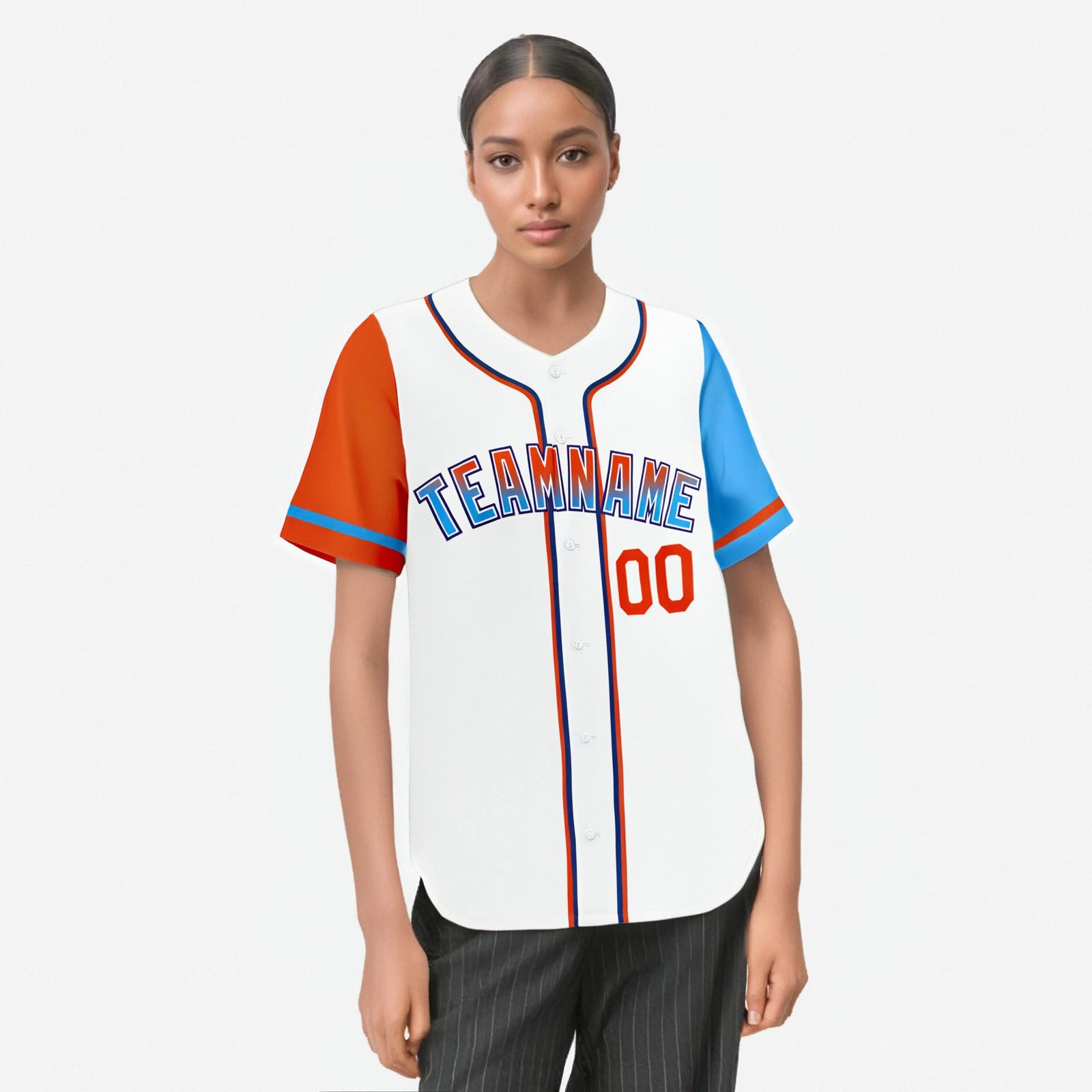 Custom White Orange Powder Blue Authentic Baseball Jersey
