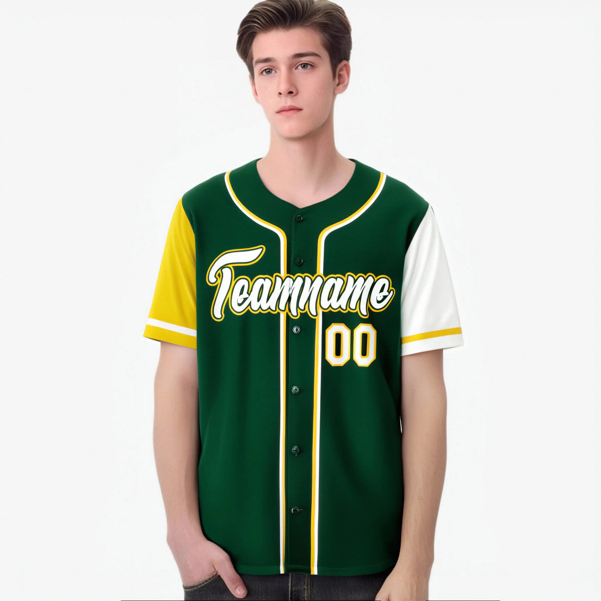 Custom Green Gold White Authentic Baseball Jersey