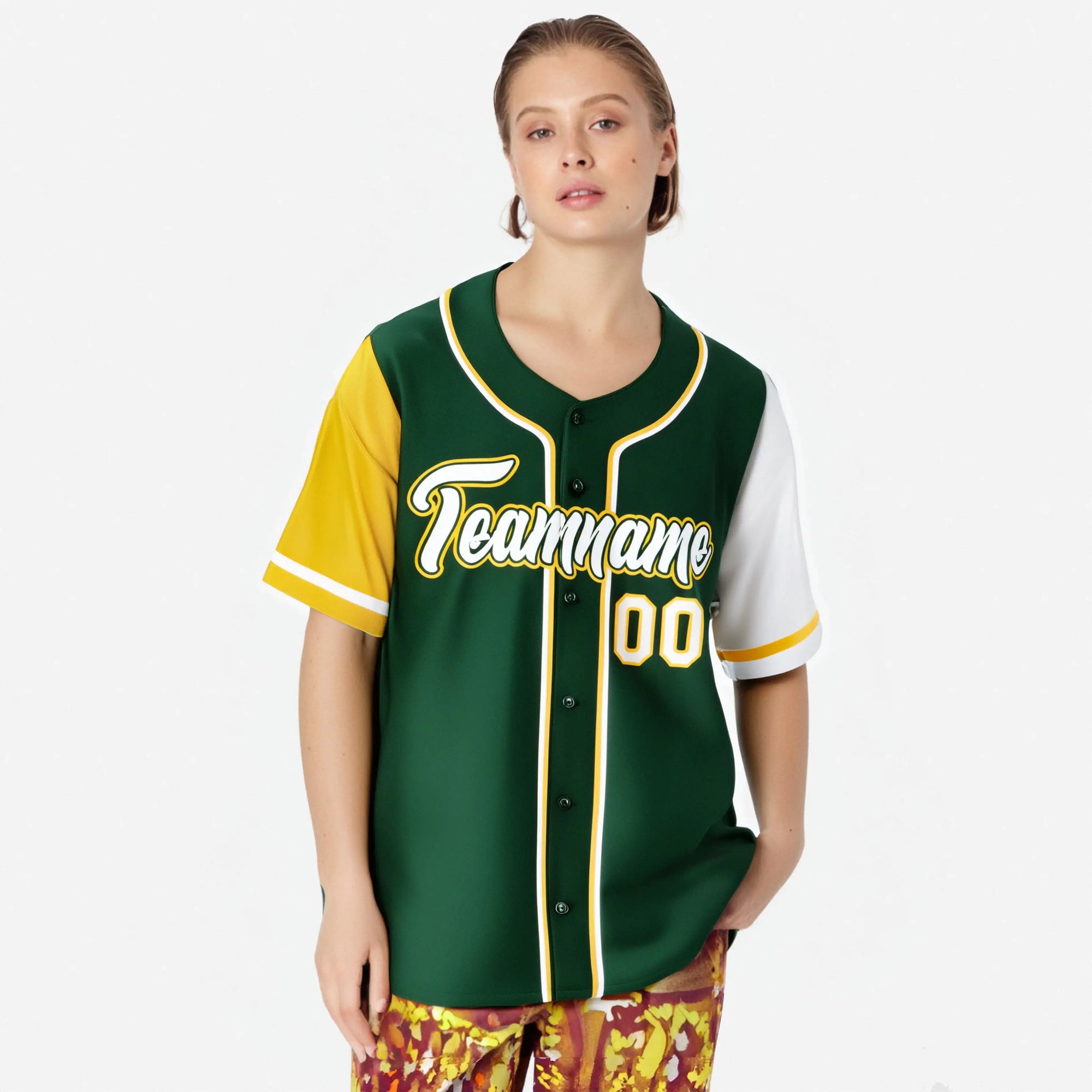 Custom Green Gold White Authentic Baseball Jersey