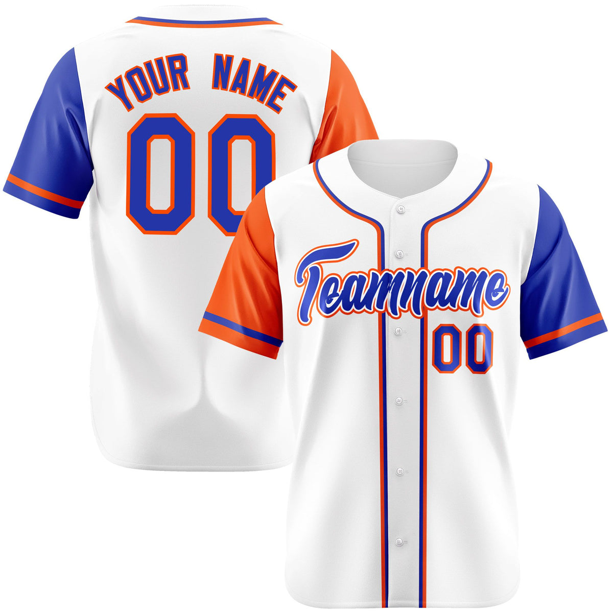 Custom White Orange Royal Blue Authentic Baseball Jersey