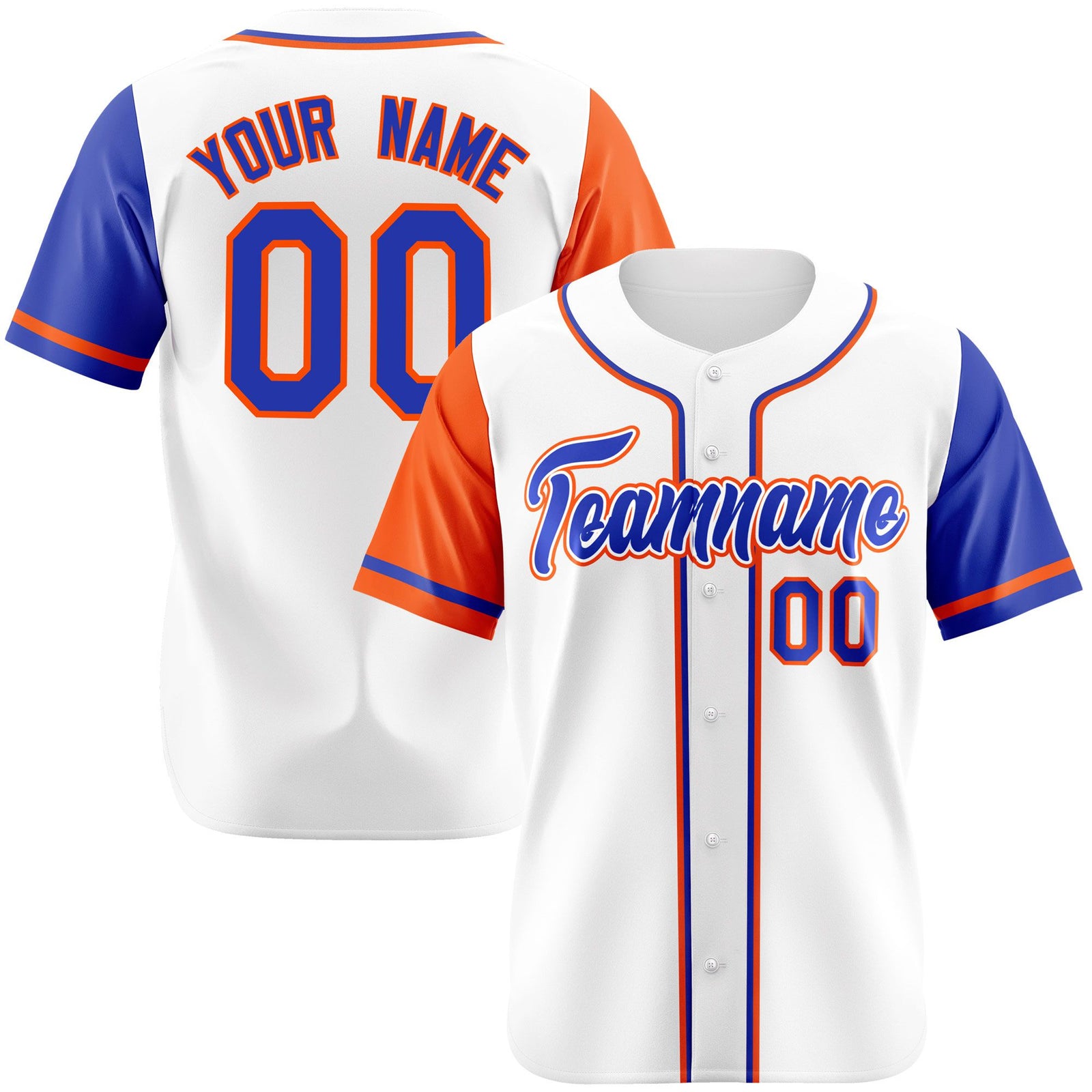 Custom White Orange Royal Blue Authentic Baseball Jersey