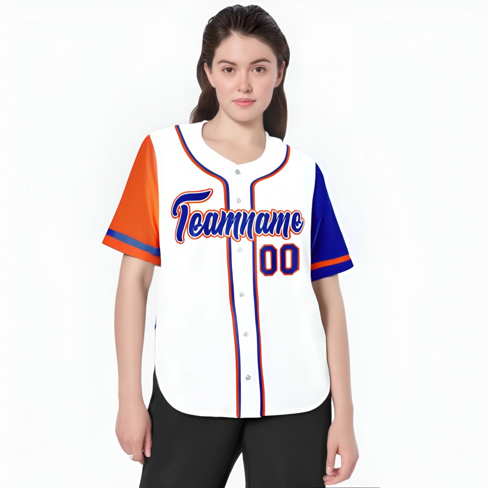 Custom White Orange Royal Blue Authentic Baseball Jersey