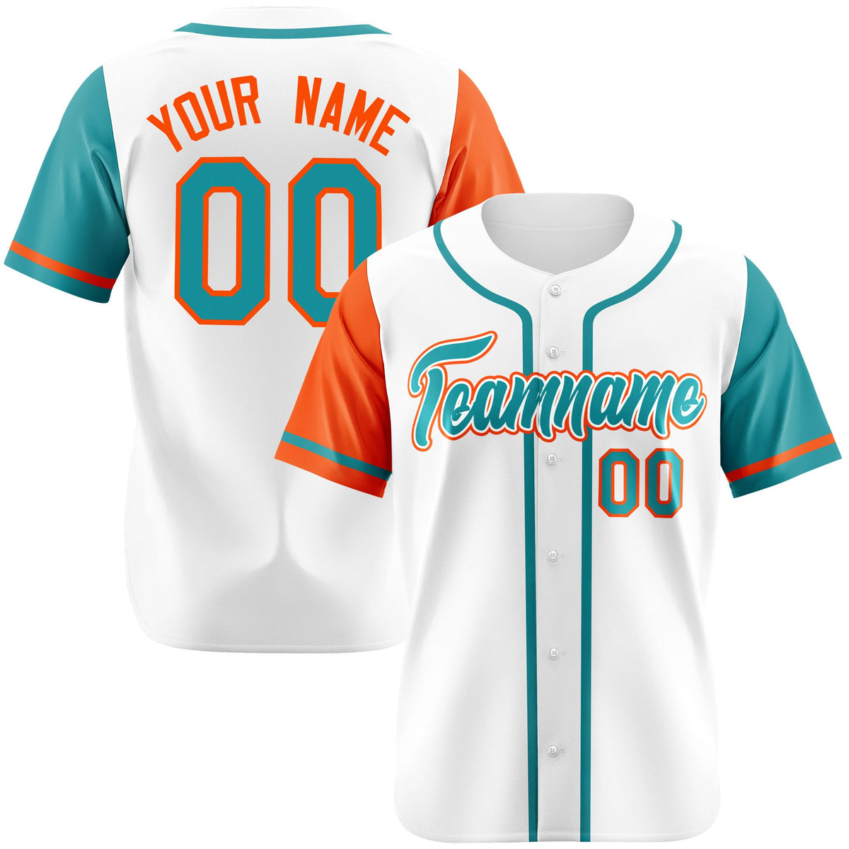 Custom White Orange Aqua Authentic Baseball Jersey