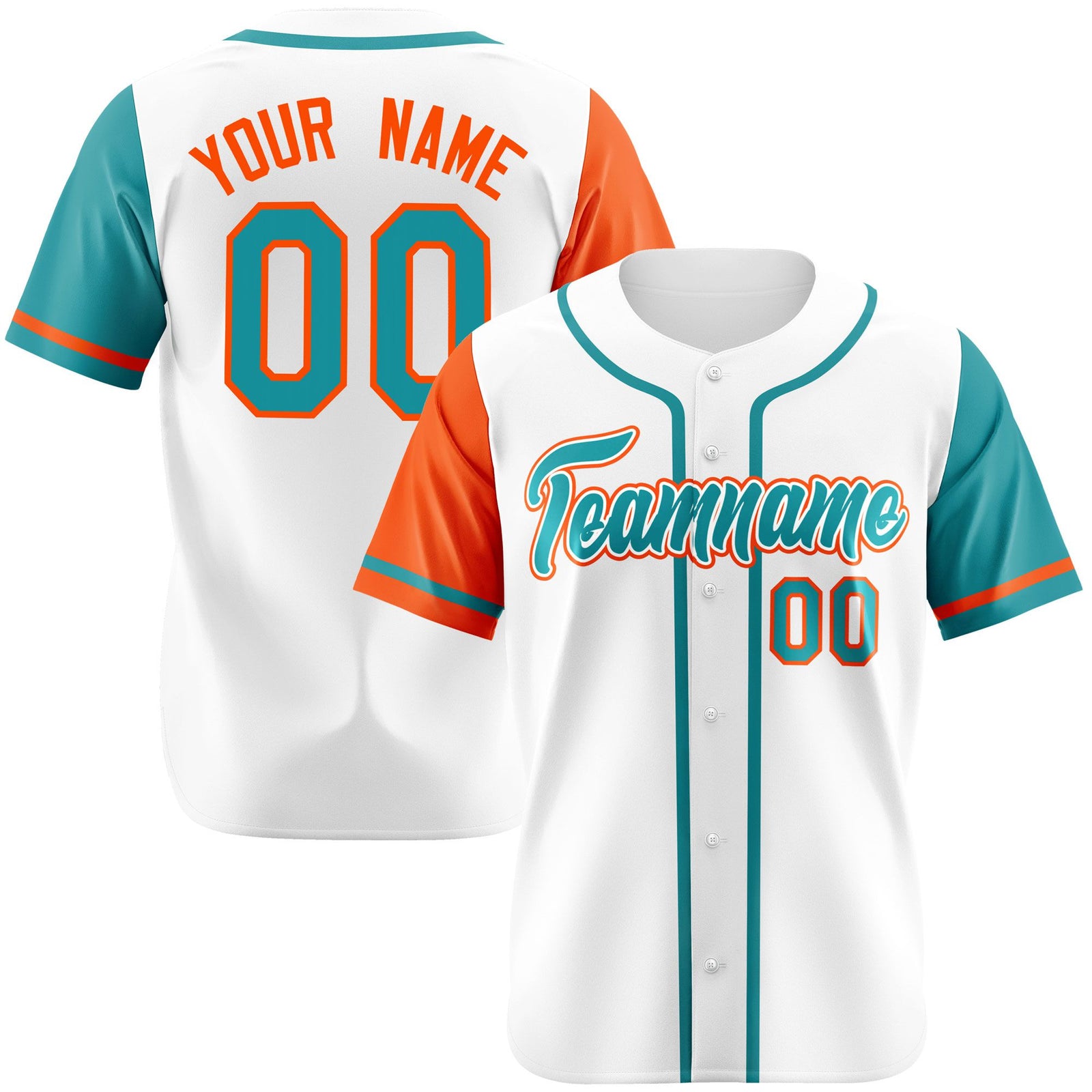 Custom White Orange Aqua Authentic Baseball Jersey