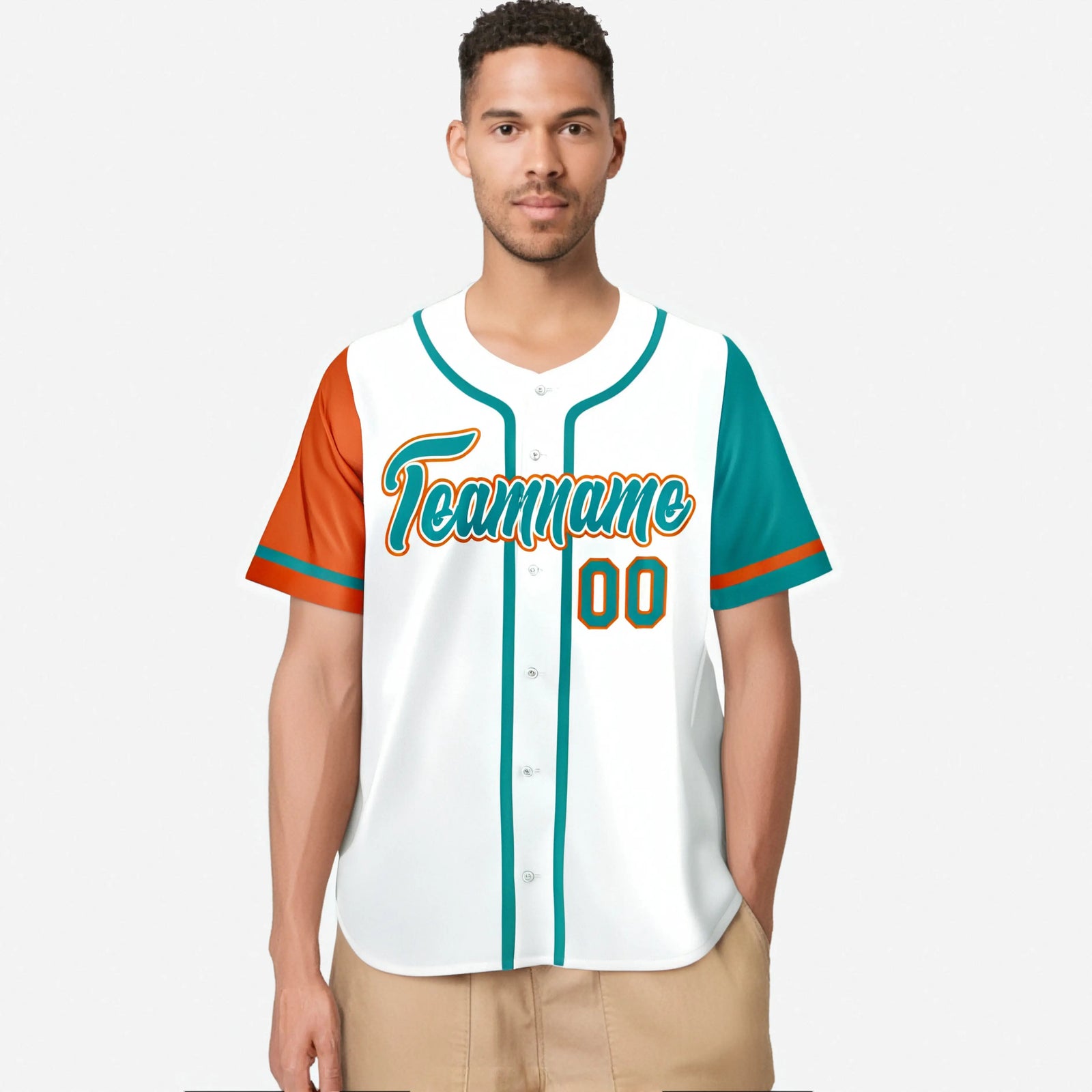 Custom White Orange Aqua Authentic Baseball Jersey