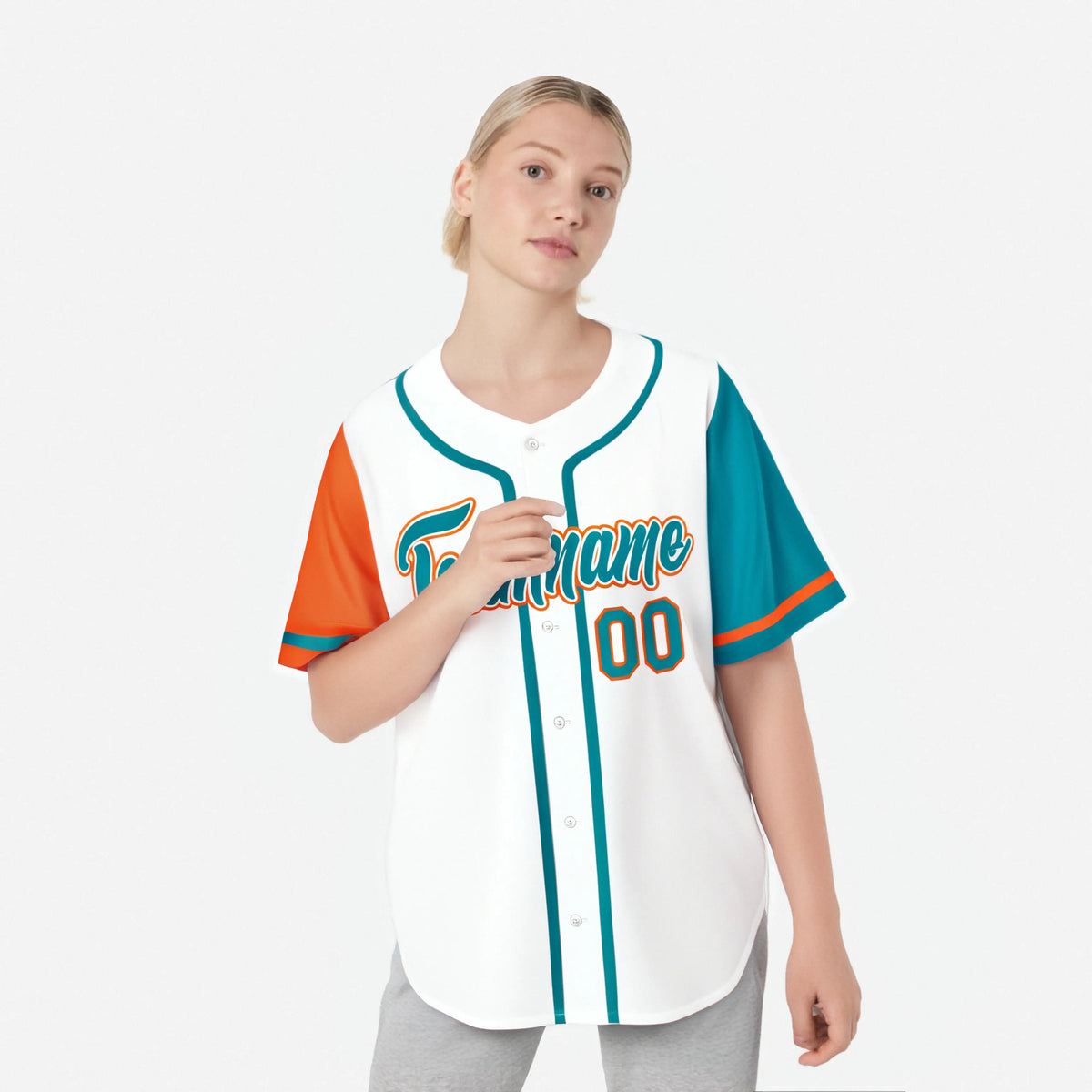 Custom White Orange Aqua Authentic Baseball Jersey
