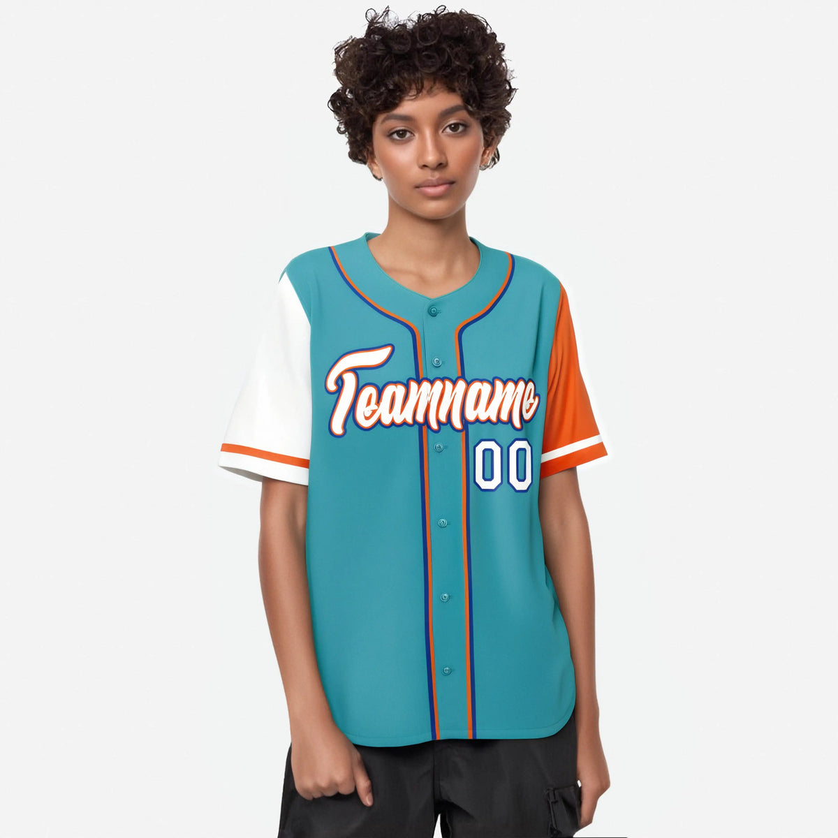 Custom Aqua White Orange Authentic Baseball Jersey