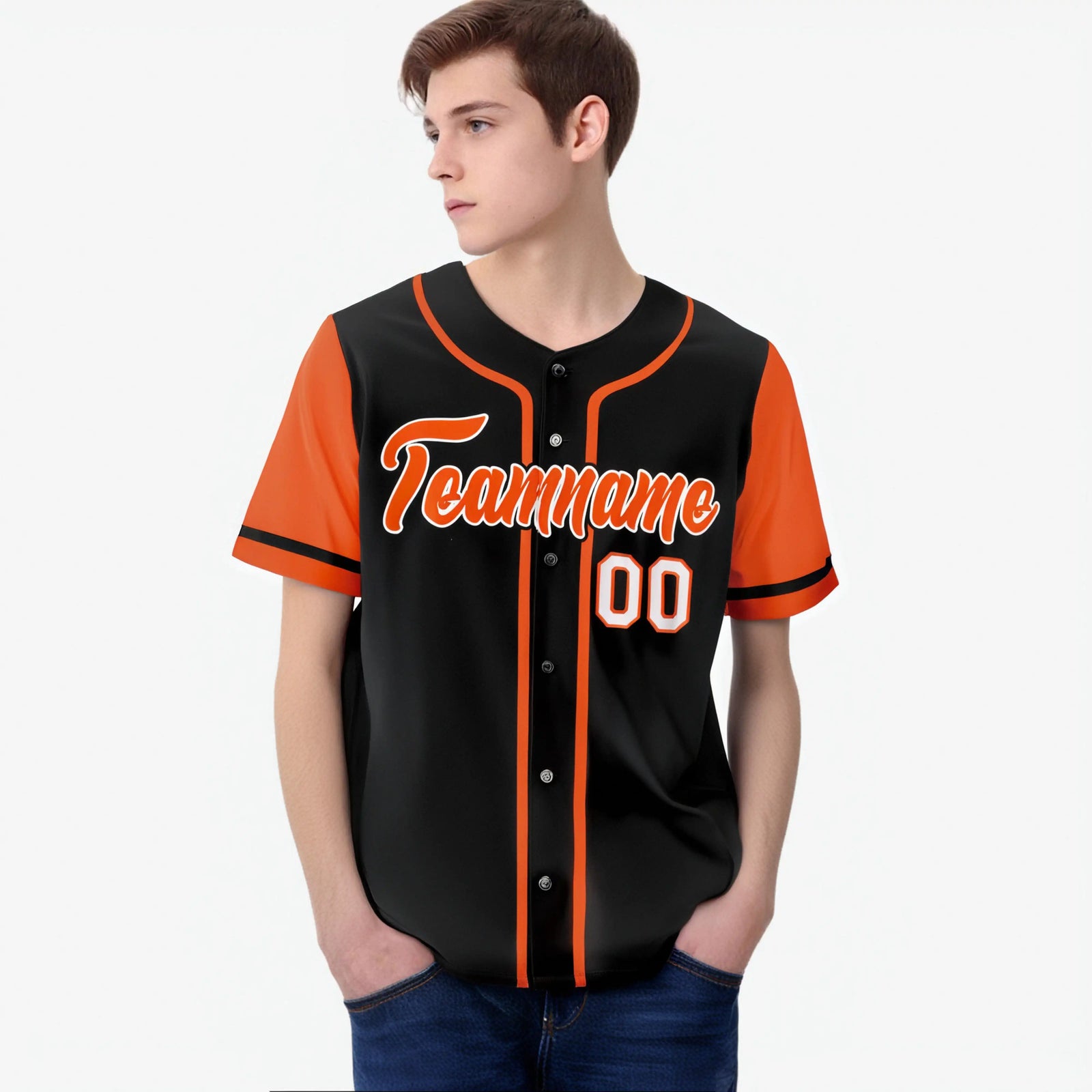 Custom Black Orange Authentic Baseball Jersey