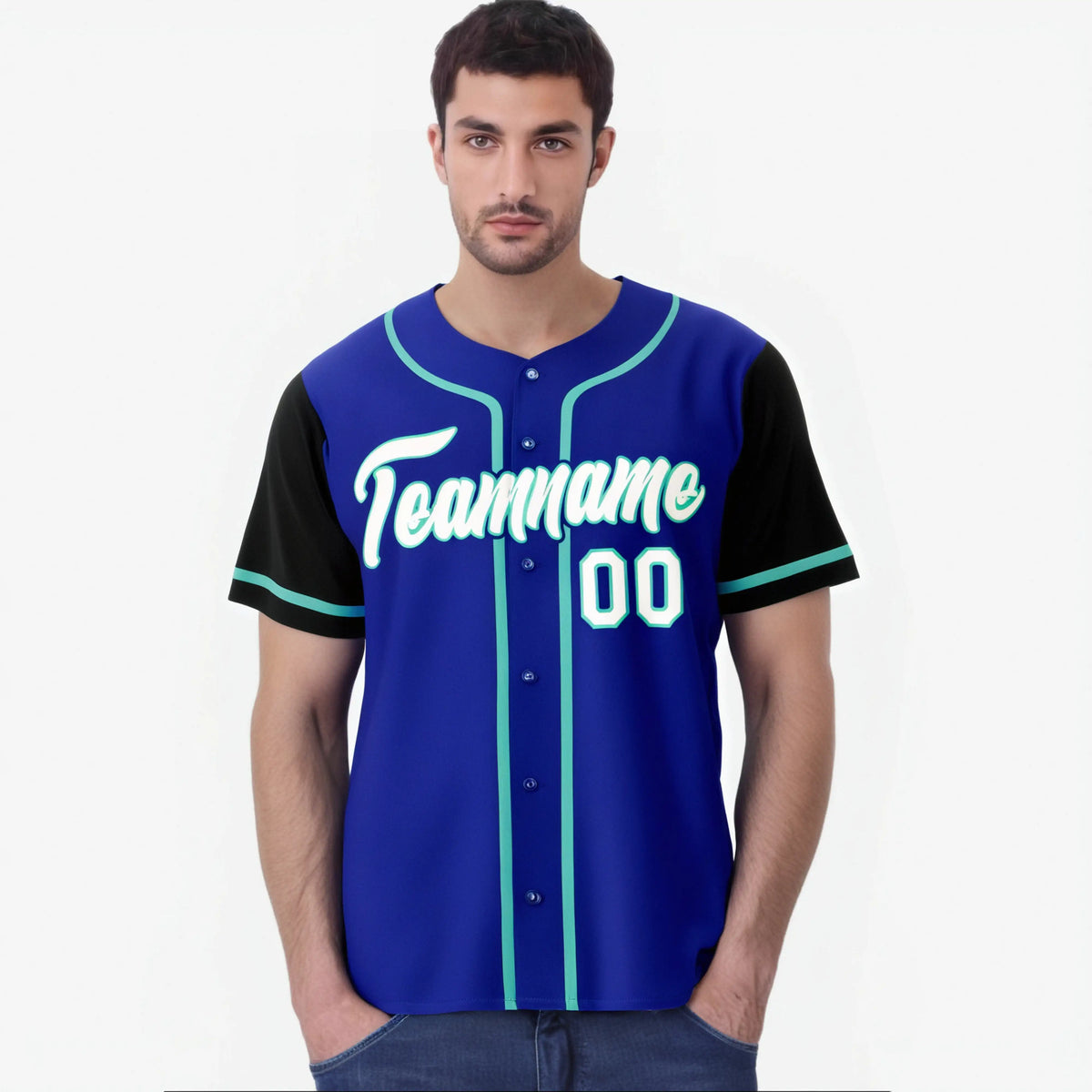 Custom Royal Blue Black Authentic Baseball Jersey