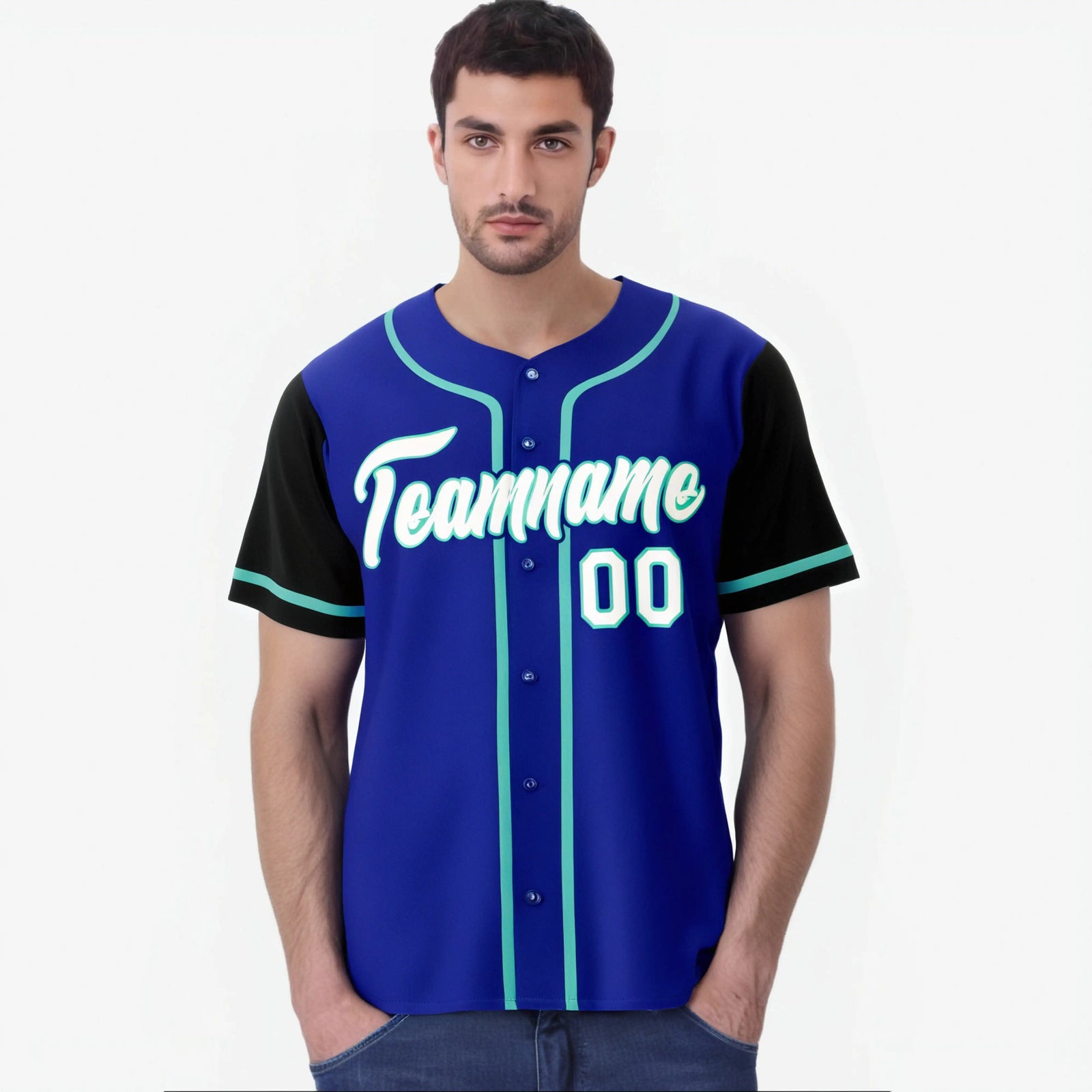 Custom Royal Blue Black Authentic Baseball Jersey