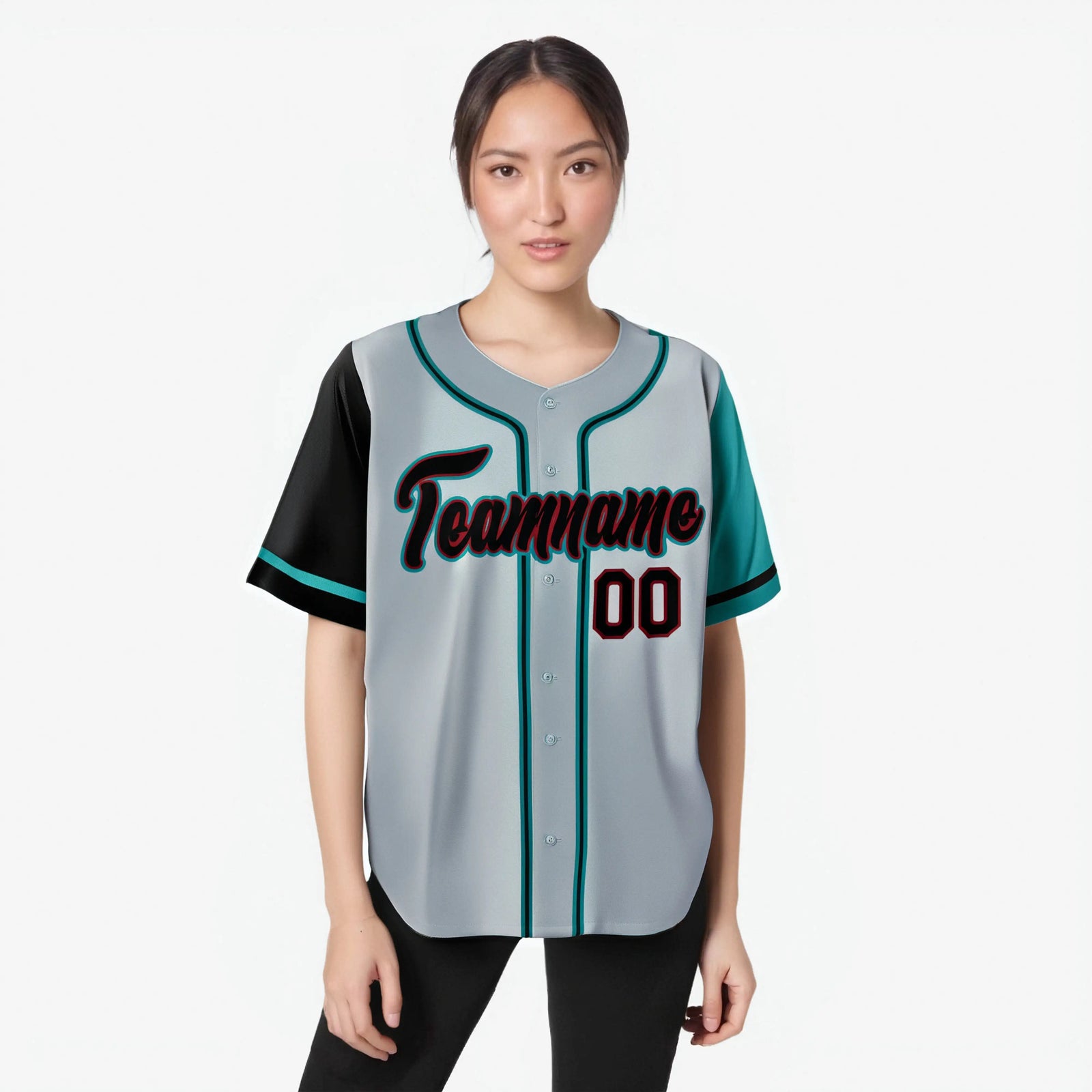 Custom Gray Black Aqua Authentic Baseball Jersey