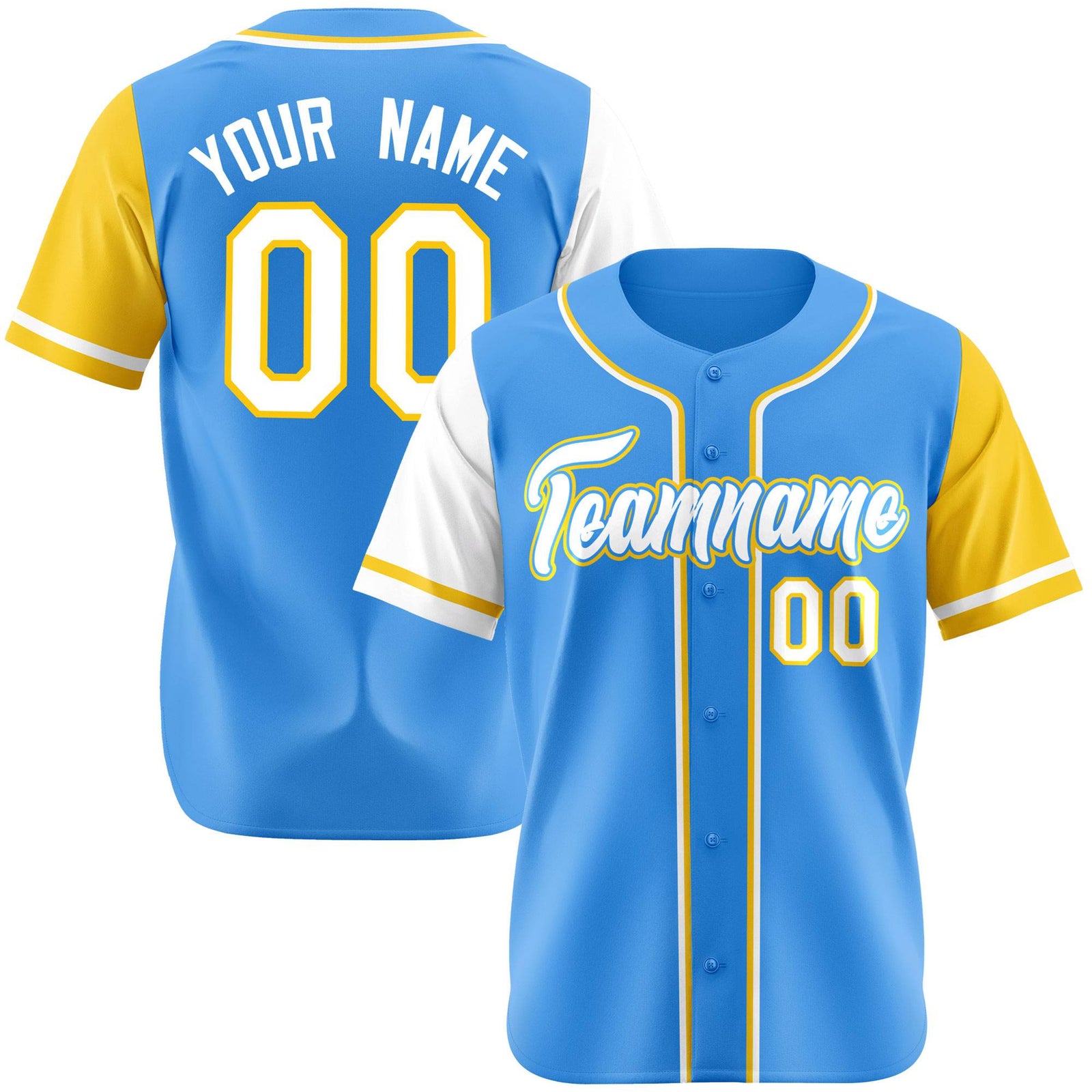 Custom Powder Blue White Gold Authentic Baseball Jersey