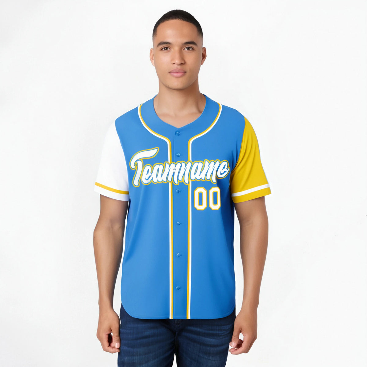 Custom Powder Blue White Gold Authentic Baseball Jersey