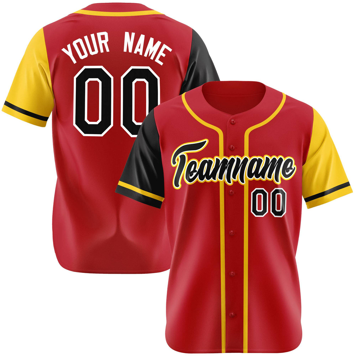 Custom Red Gold Black Yellow Authentic Baseball Jersey