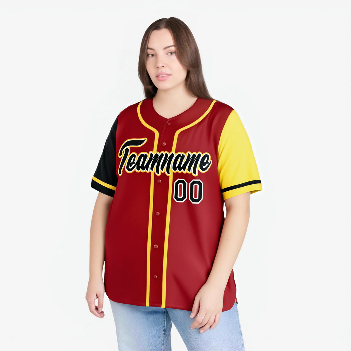 Custom Red Gold Black Yellow Authentic Baseball Jersey
