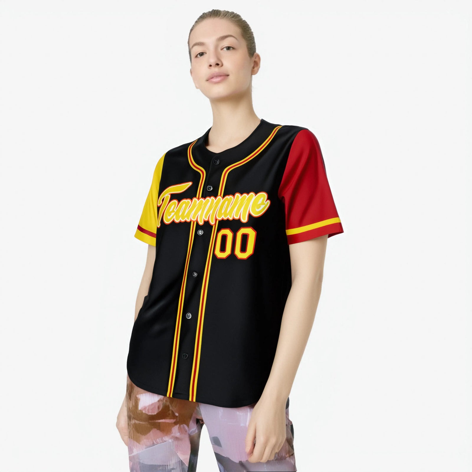 Custom Black Yellow Red Authentic Baseball Jersey