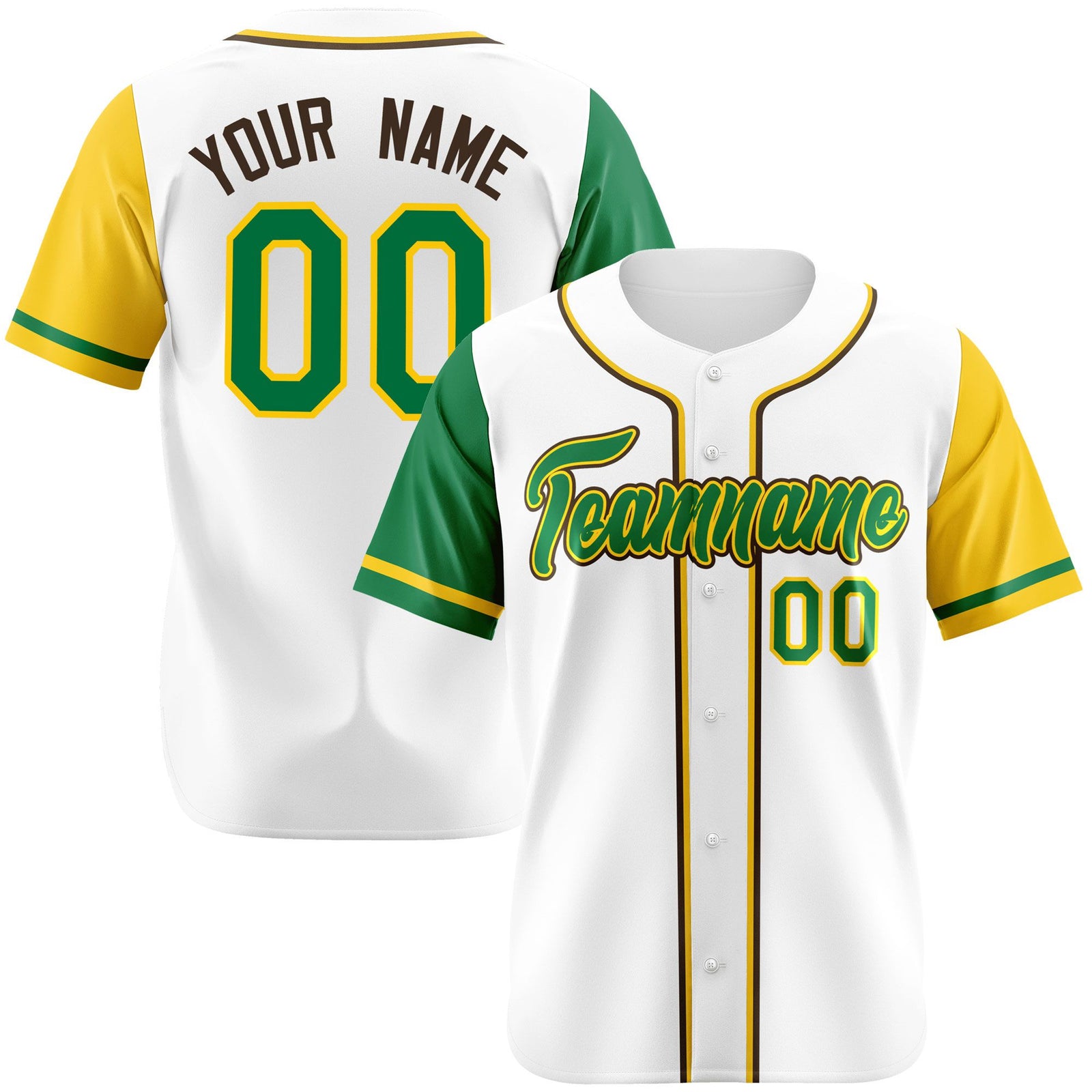 Custom White Kelly Green Yellow Authentic Baseball Jersey