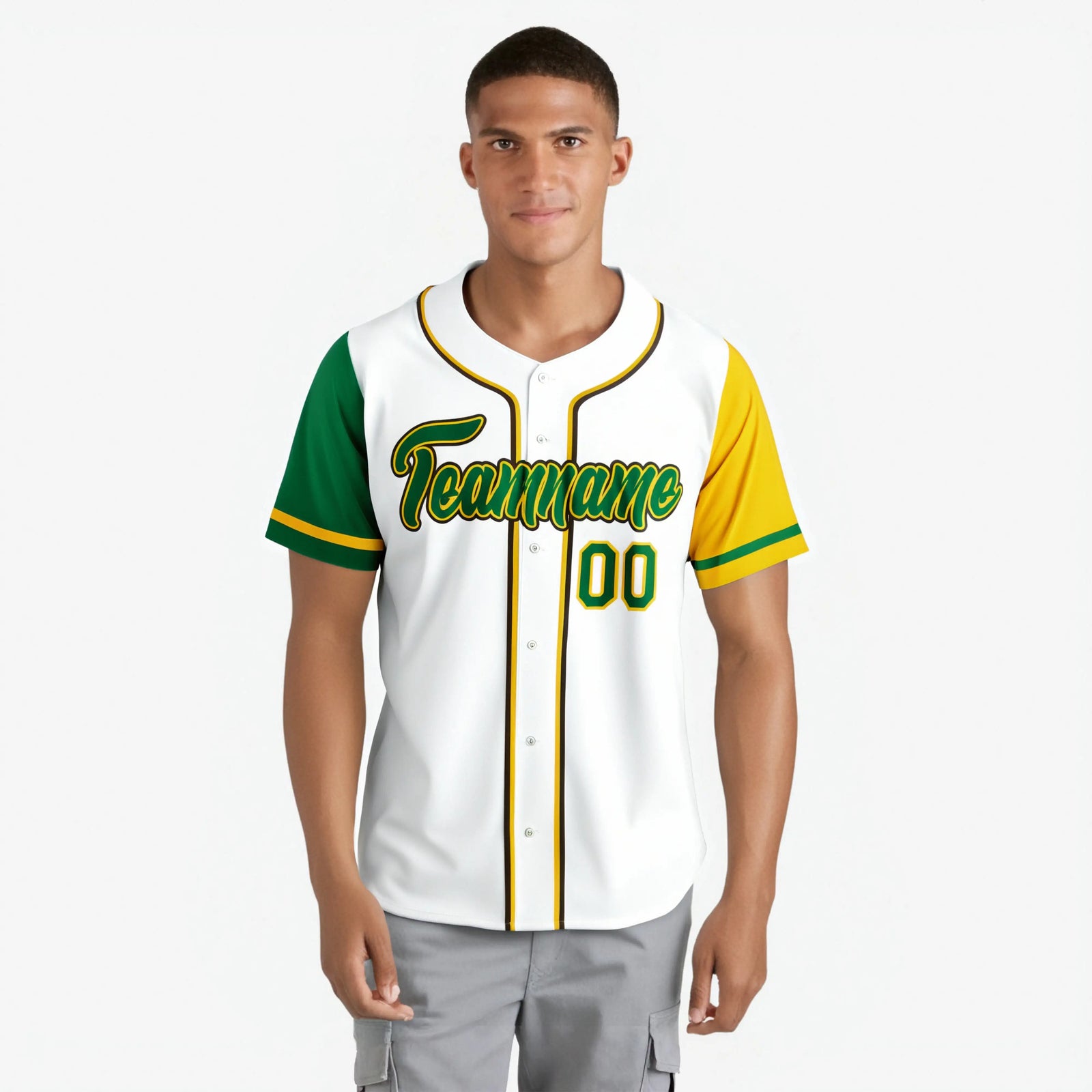Custom White Kelly Green Yellow Authentic Baseball Jersey
