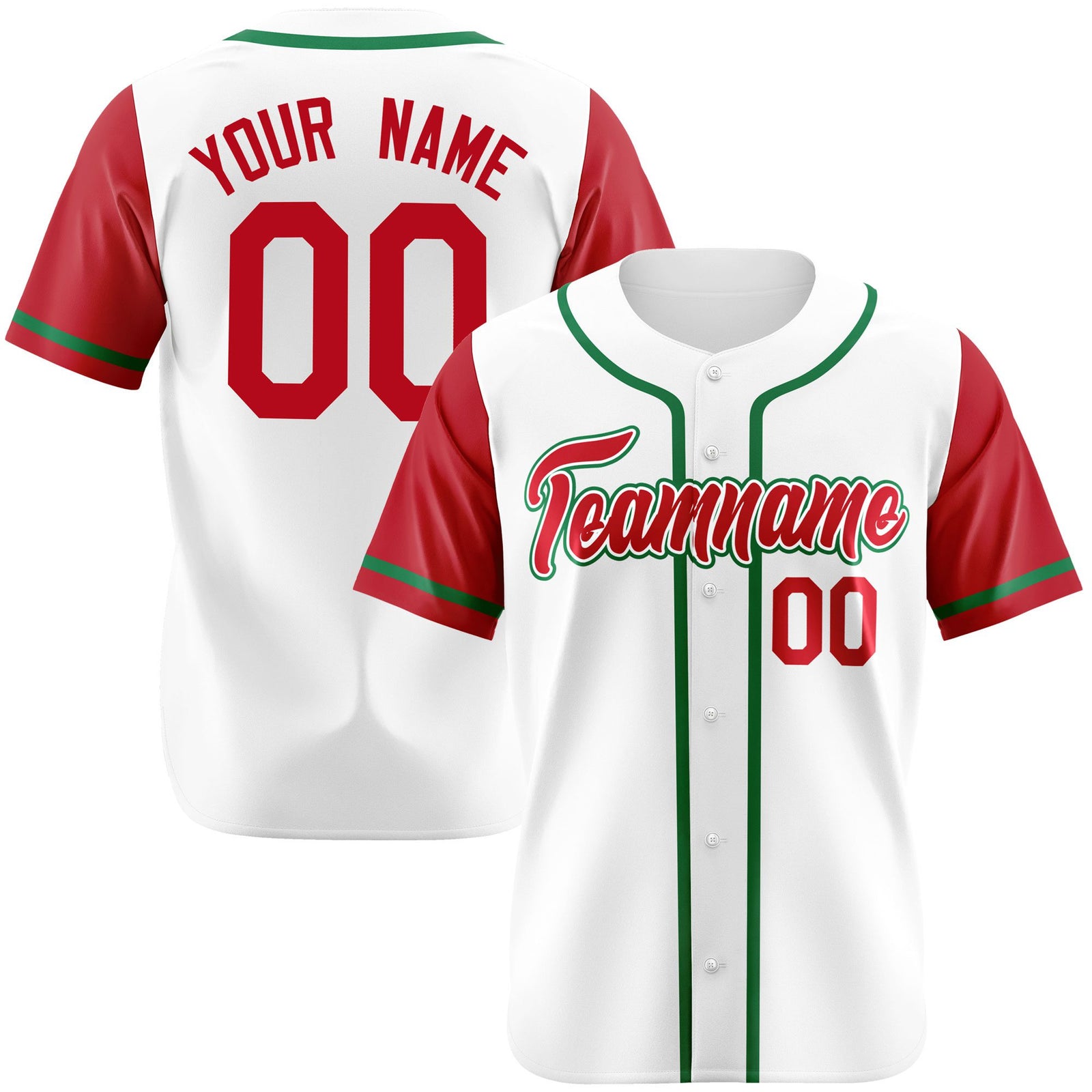 Custom White Red Kelly Green Authentic Baseball Jersey